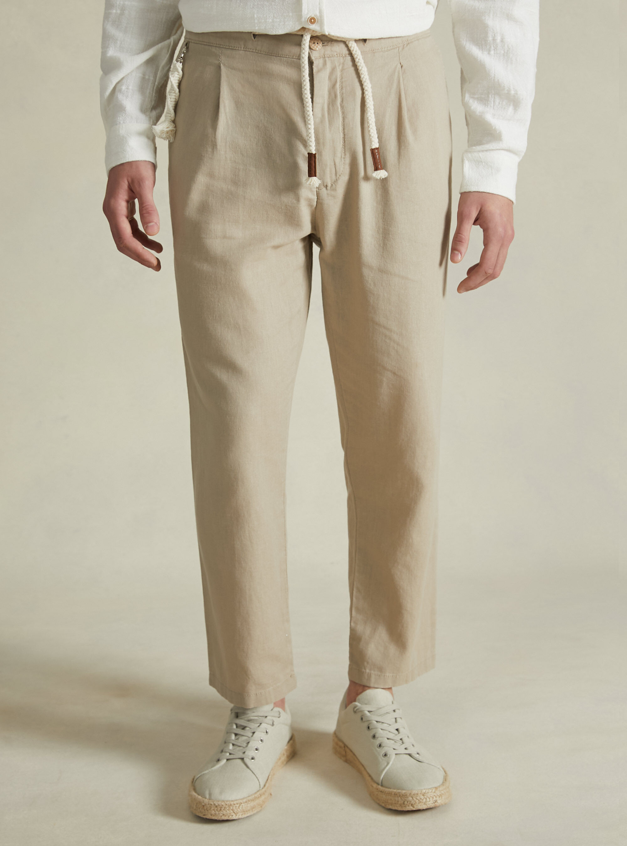 Pantalon jogger en lin, BG3 BEIGE LIGHT
