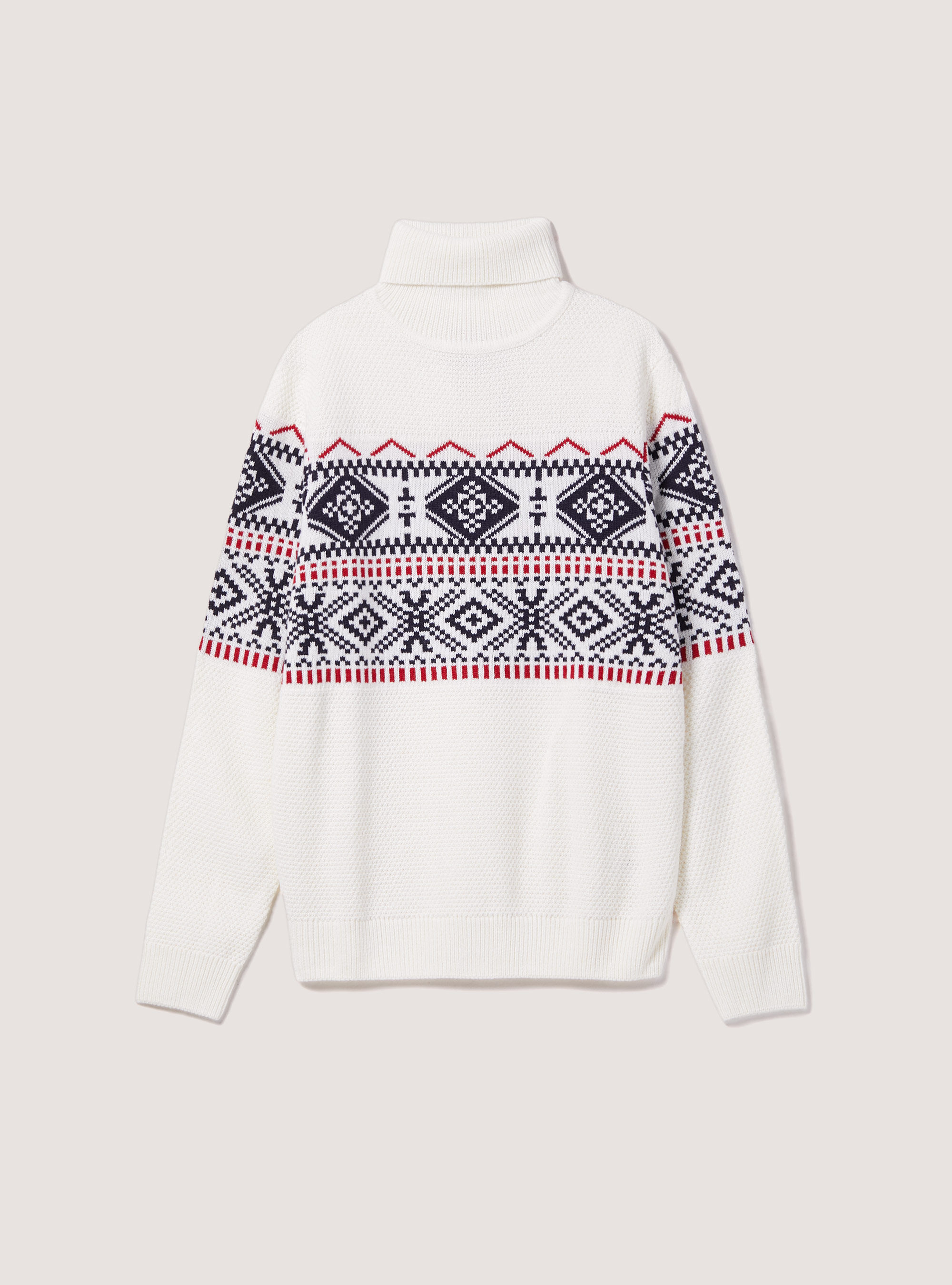 Wool blend pullover with high neck, WH1 OFF WHITE
