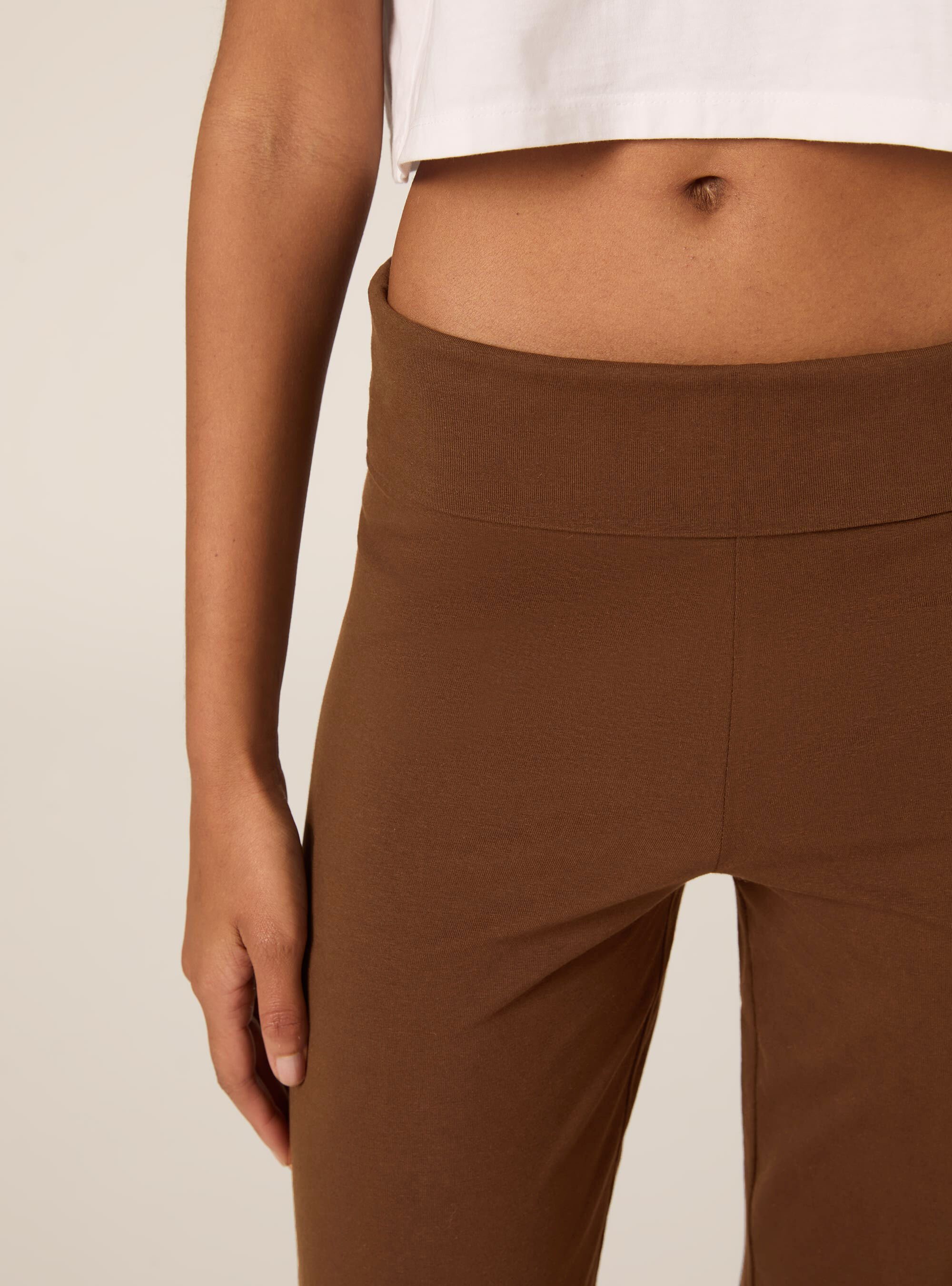 Leggings with cuffed waist, BR1 BROWN DARK