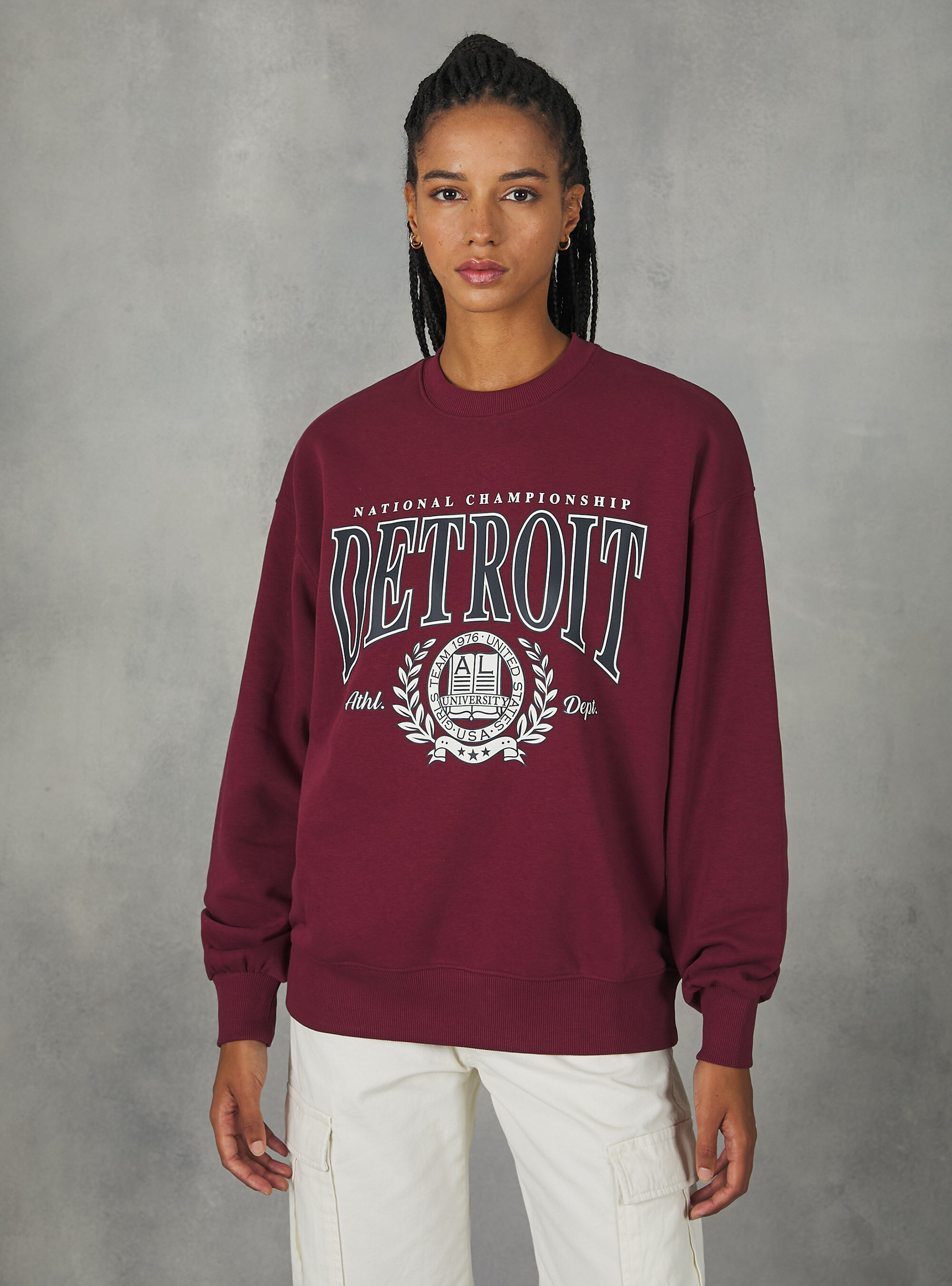 Crewneck college comfort fit sweatshirt Alcott Women s Sweatshirts