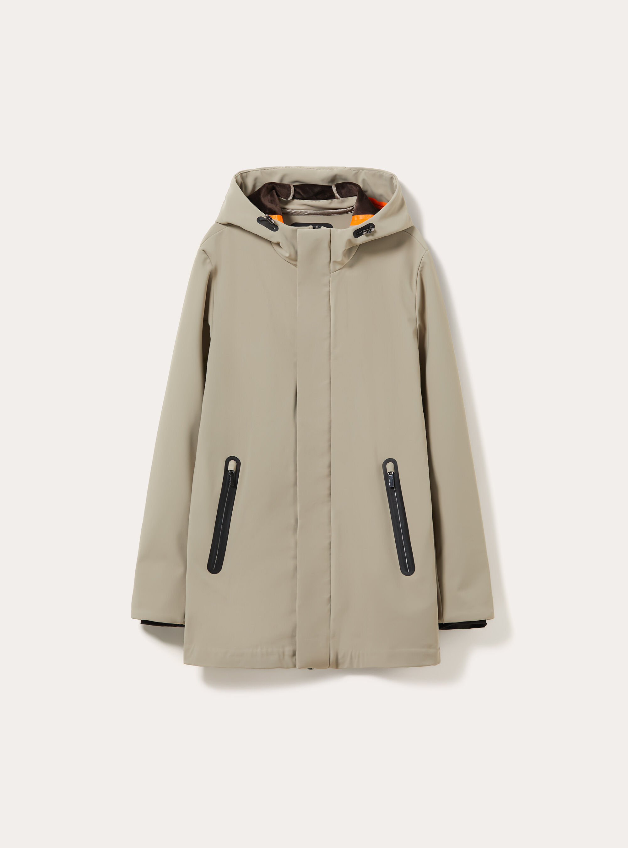 Technical softshell hooded parka with zip, CR3 CREAM LIGHT