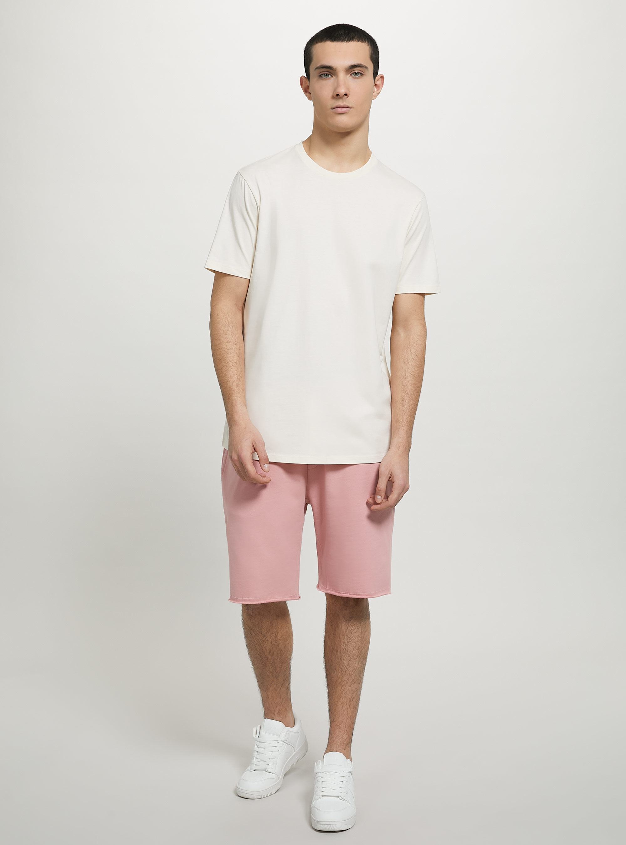 Camiseta de algod&oacute;n con cuello redondo, SA3 SAND LIGHT