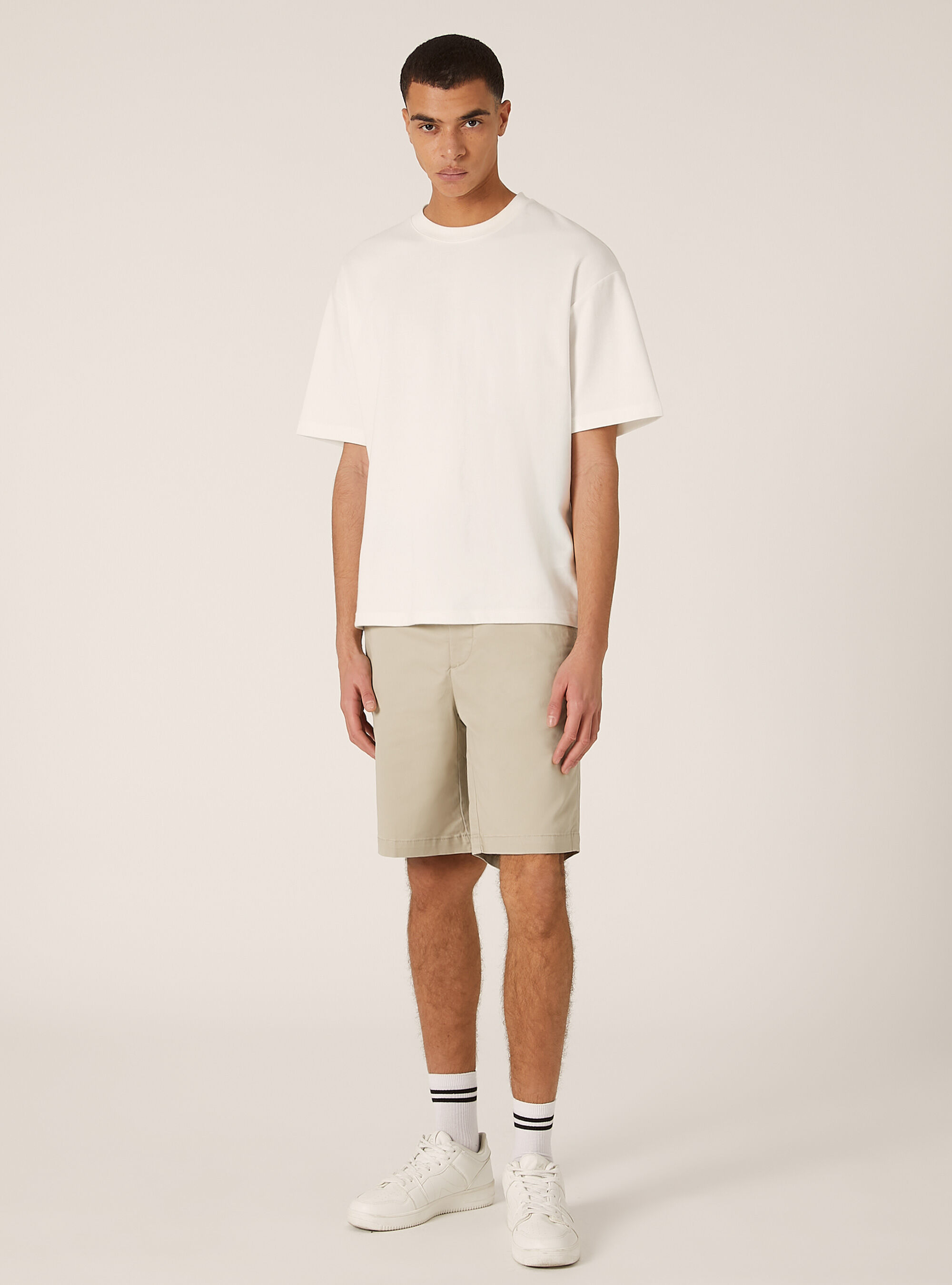 Cotton twill stretch bermuda shorts, BG2 BEIGE MEDIUM