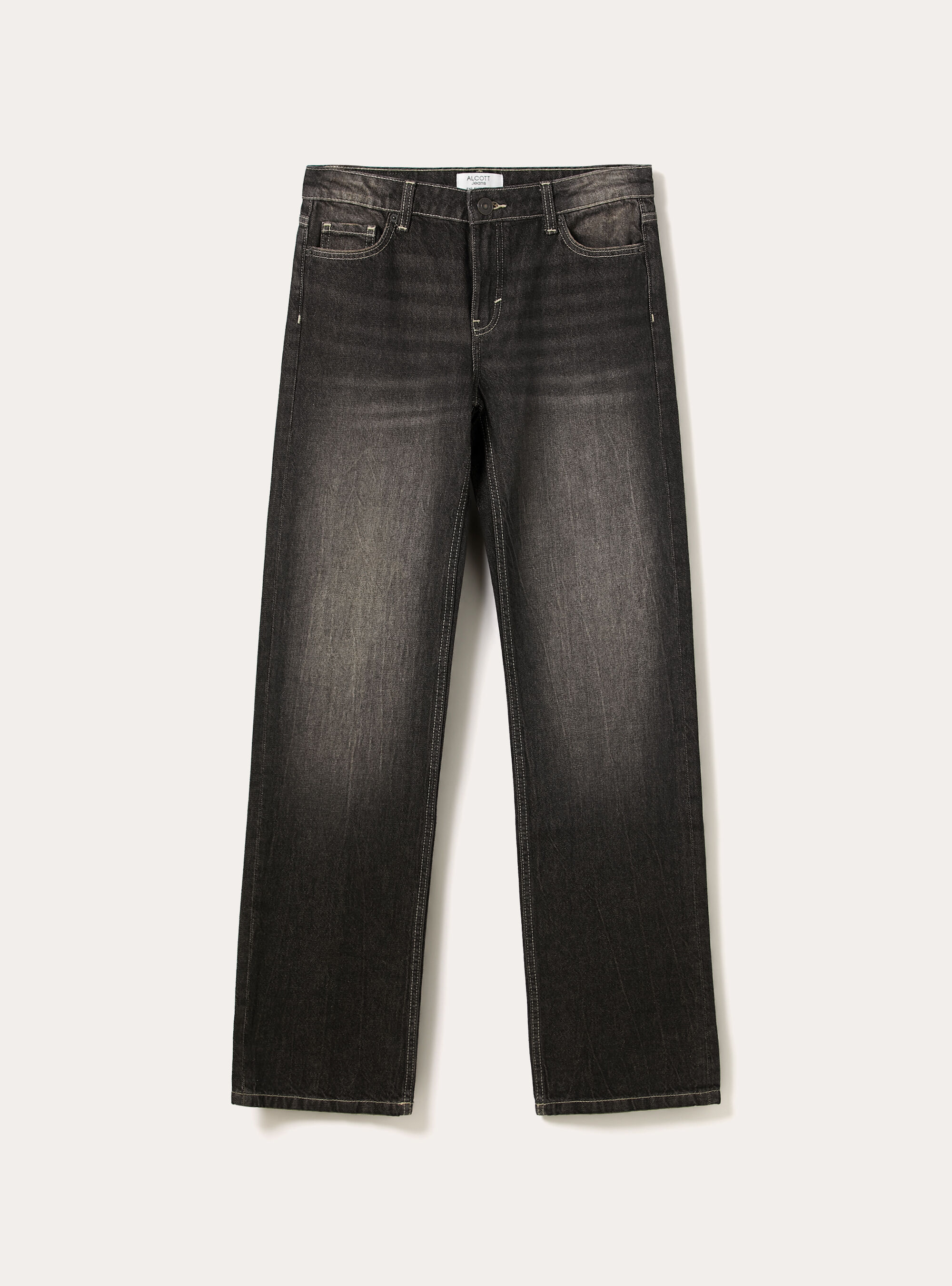 Low-waist straight-fit jeans, D000 BLACK