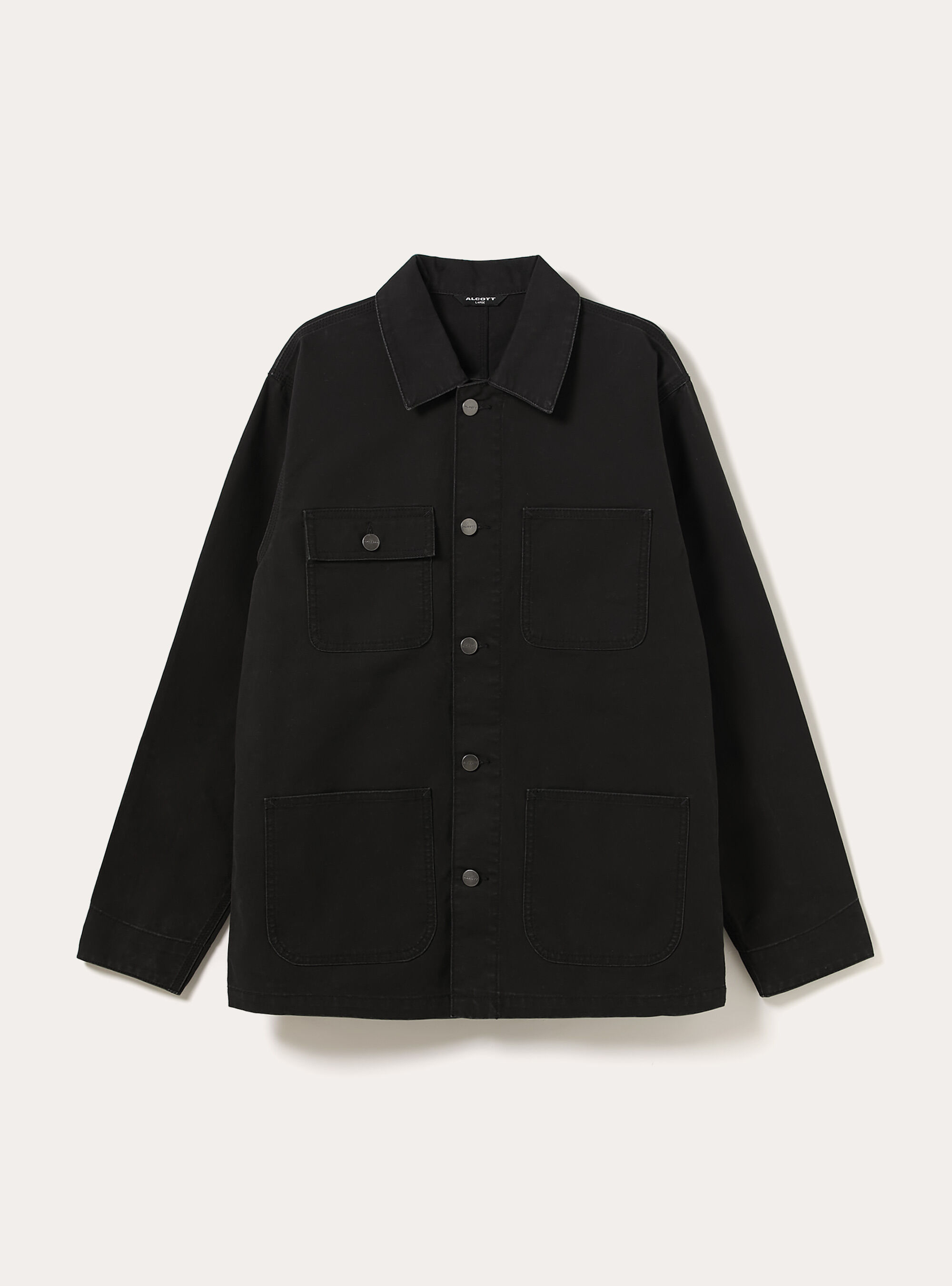 Giacca camicia in canvas tasche a toppa, BK1 BLACK