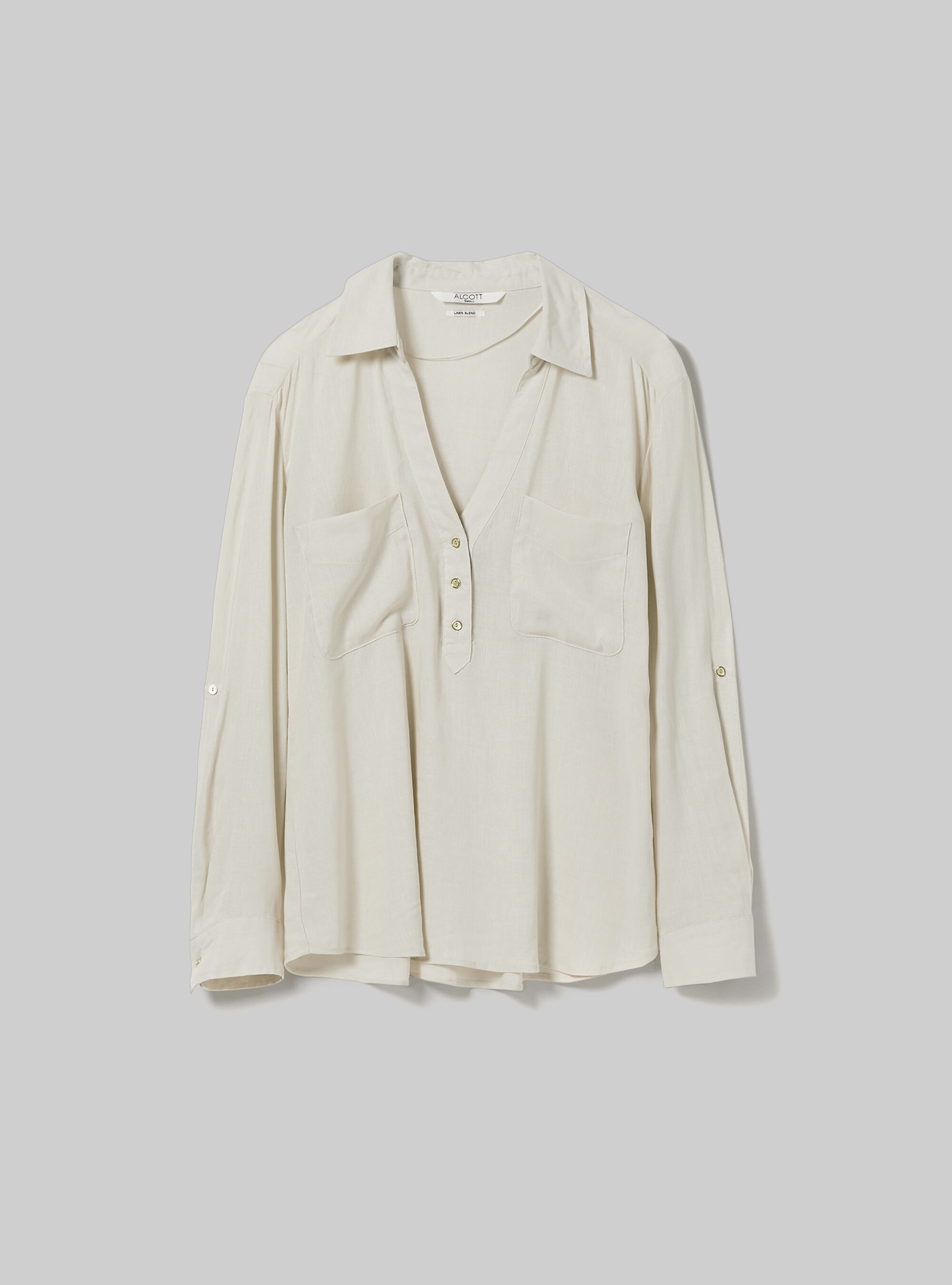 Blusa in puro lino, BG3 BEIGE LIGHT