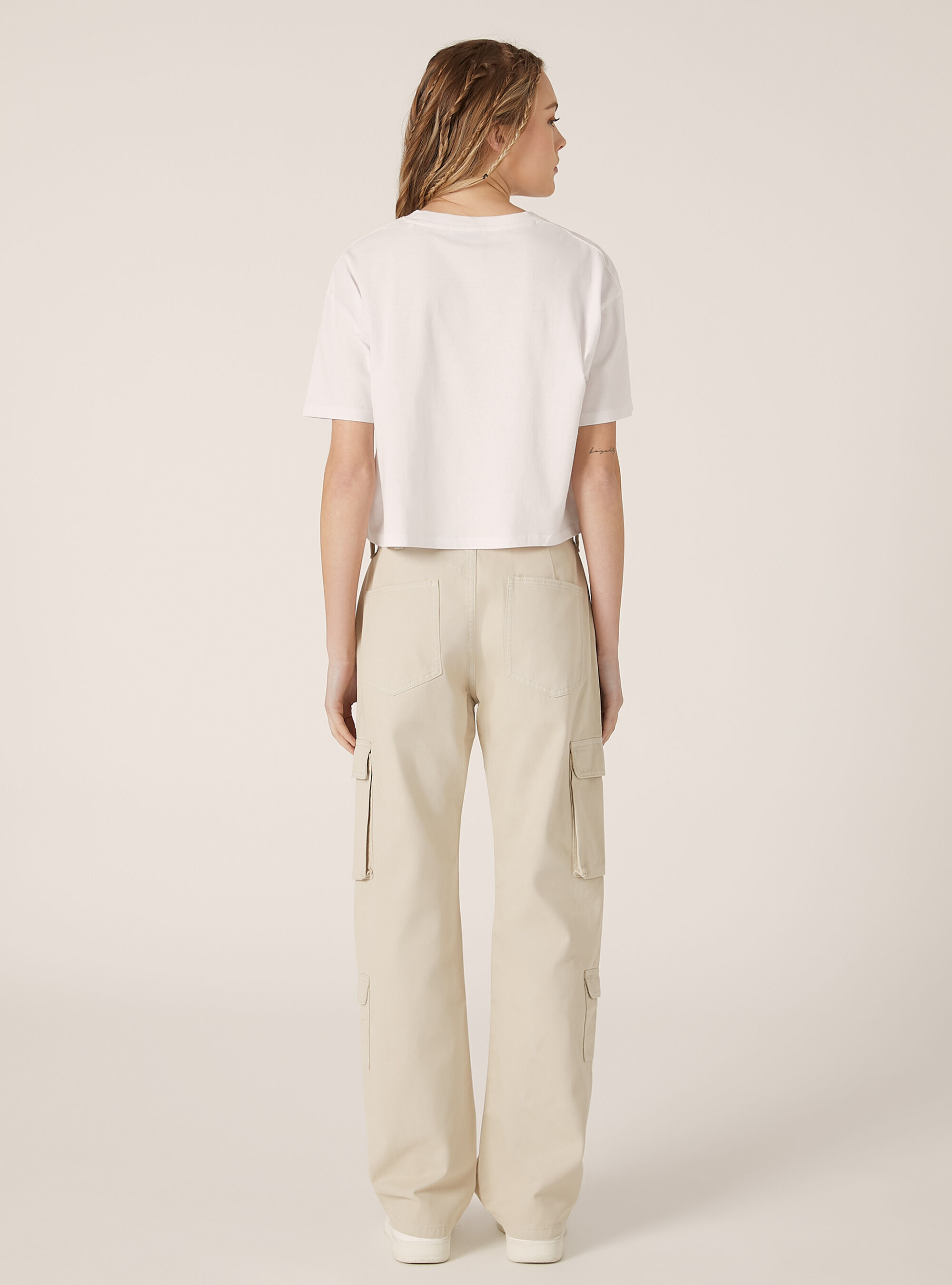 Pantalon cargo en serg&eacute;, BG3 BEIGE LIGHT