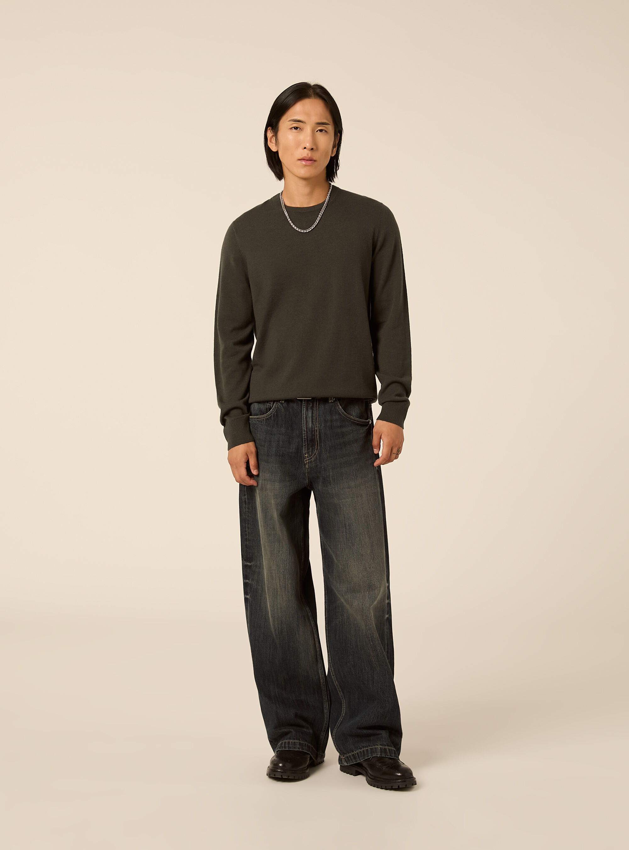 Wool and cashmere blend crewneck jumper, KY2 KAKY MEDIUM