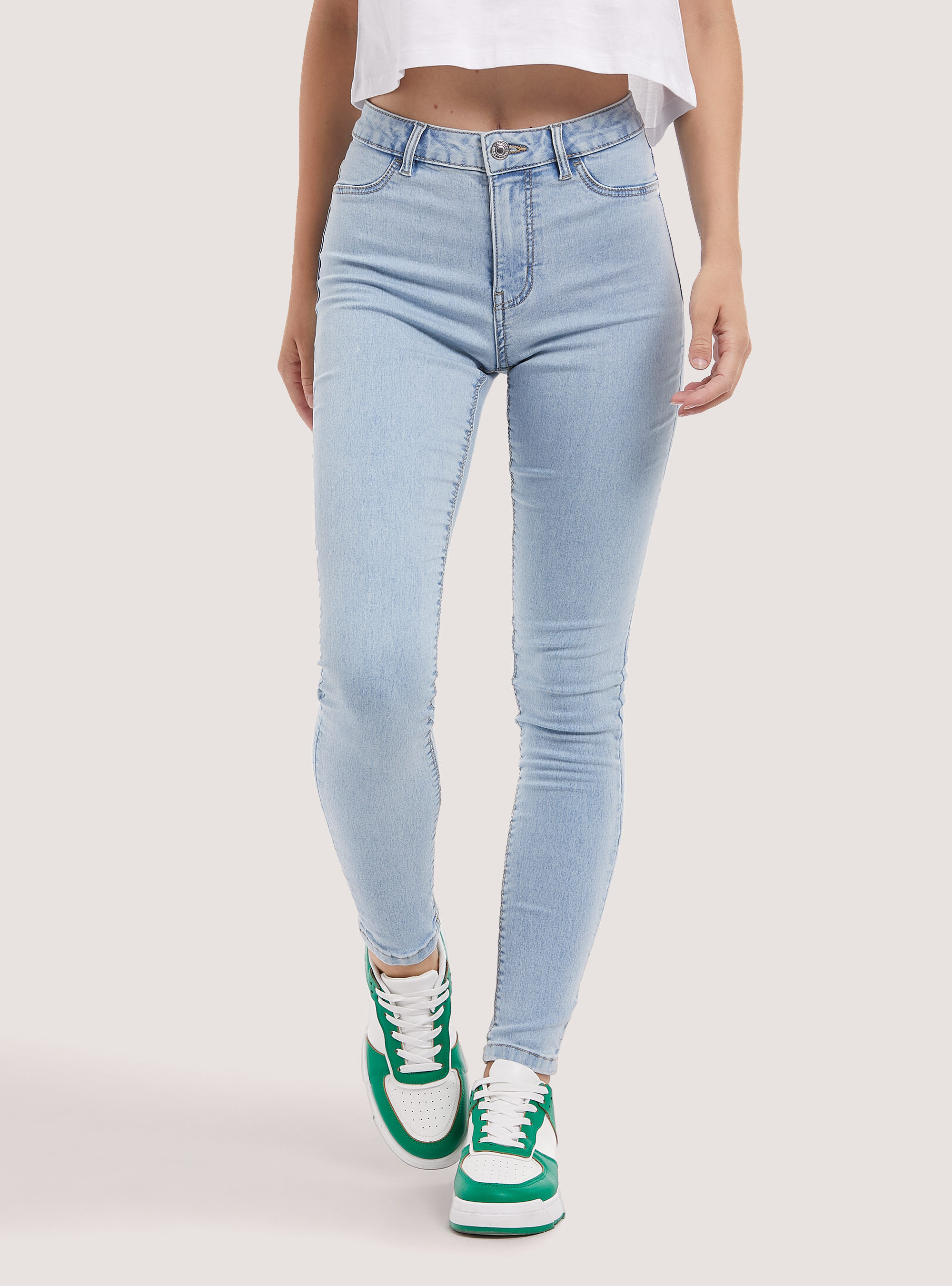 Jeans super skinny a vita alta in denim stretch