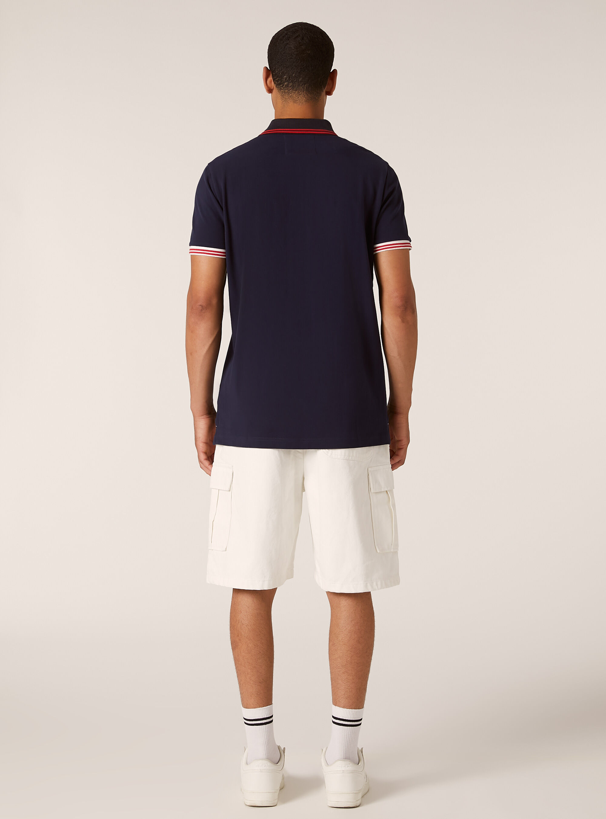 Cotton polo shirt with embroidery, BLUE