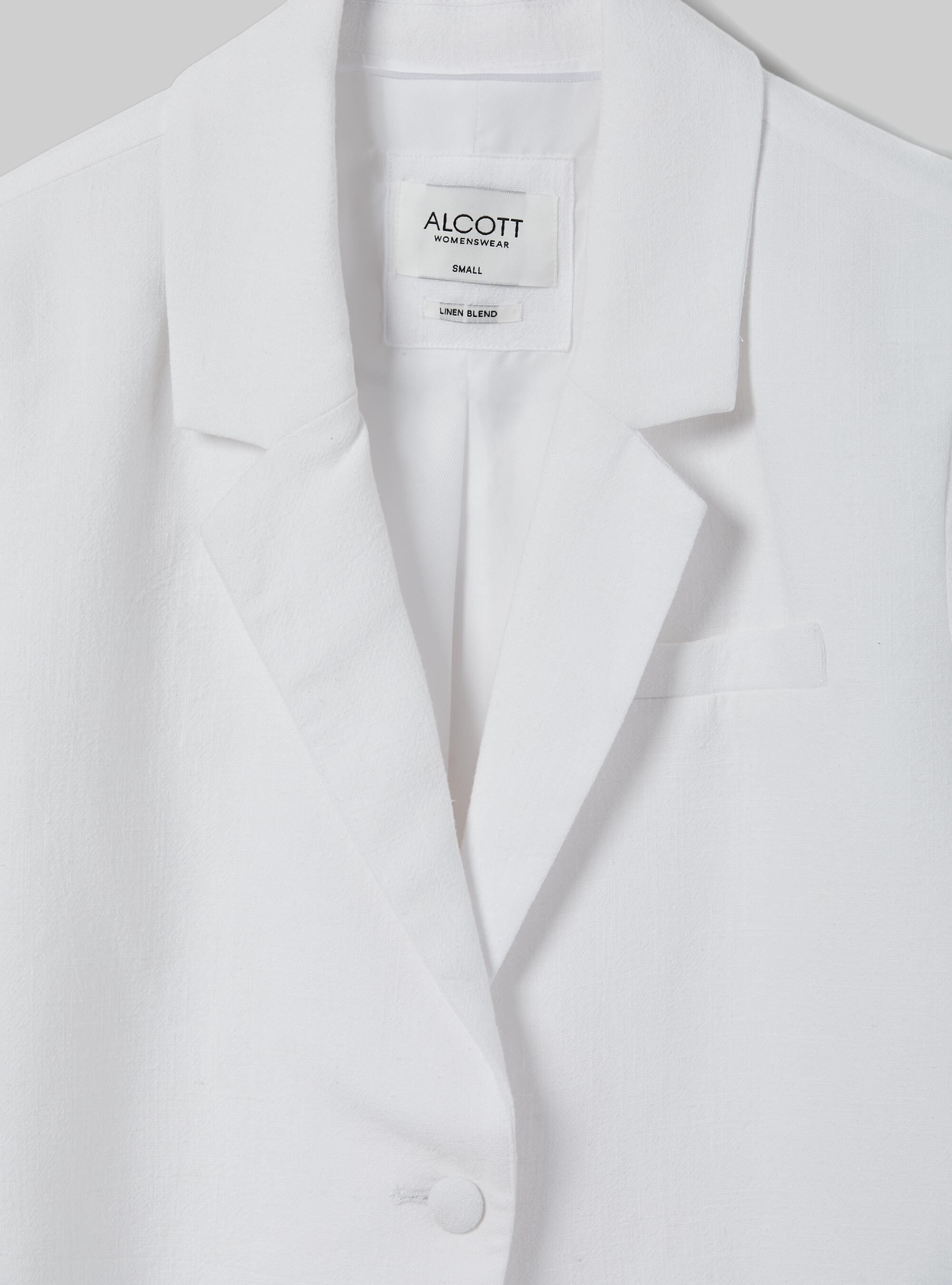 Linen blend cropped blazer, WH2 WHITE