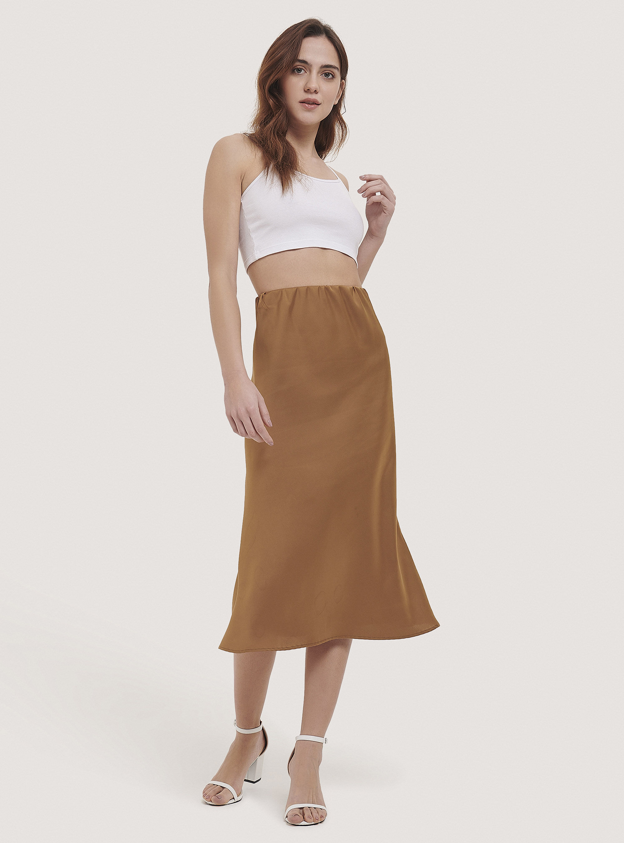 Jupe midi camel store