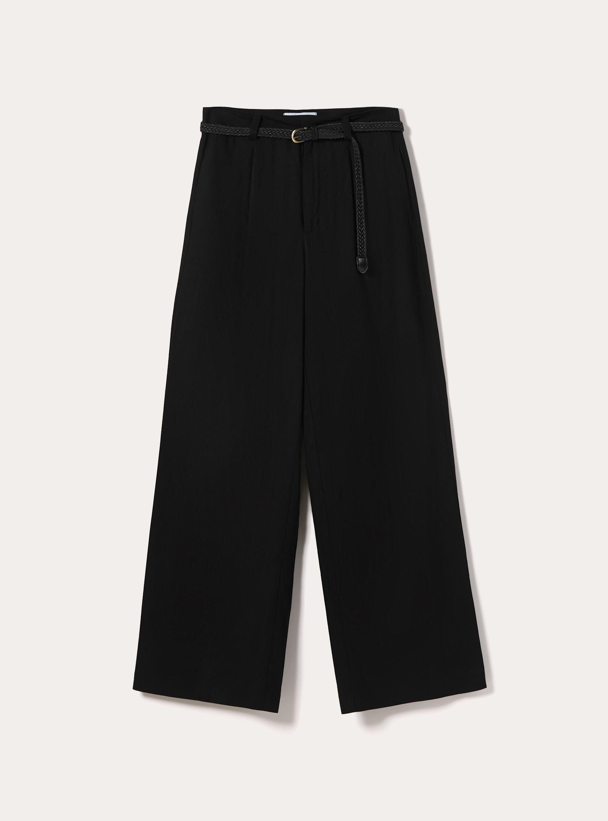Hose aus Leinenmischung mit G&uuml;rtel, BK1 BLACK