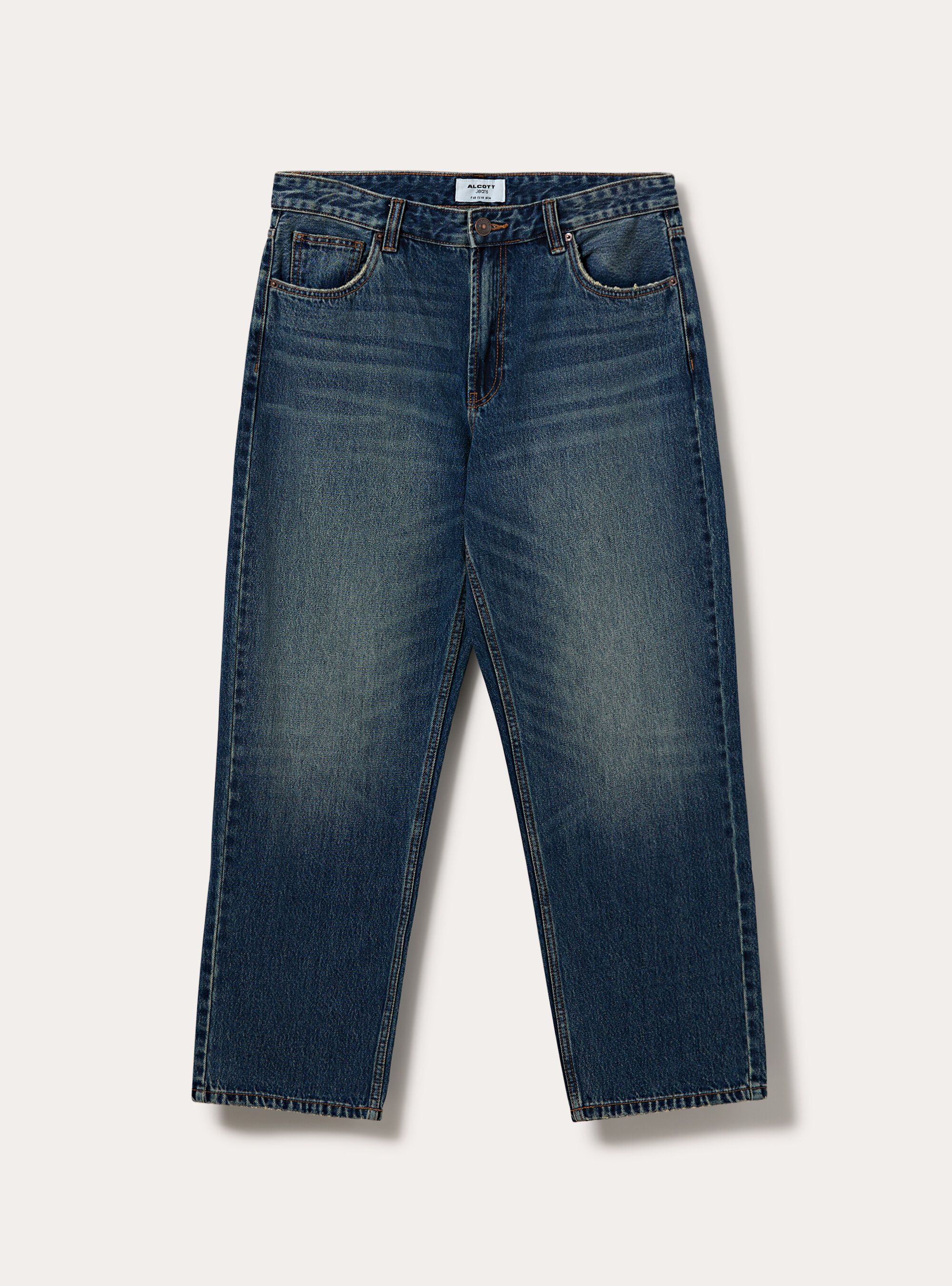 Pantalone in denim tapered fit, D100 BLUE DARK OVERDYE