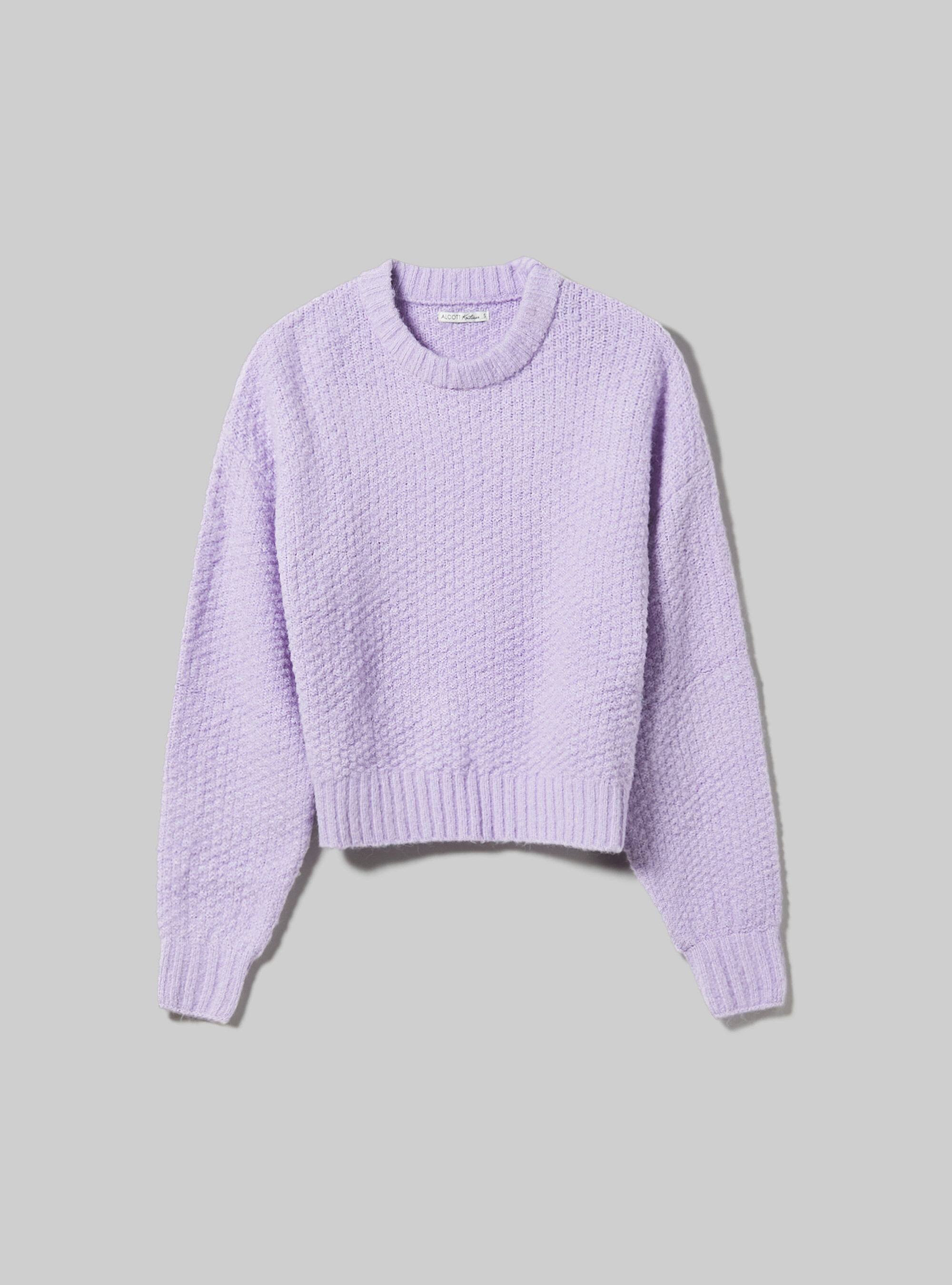 Pullover girocollo punto pop corn, C3303 LILLAC