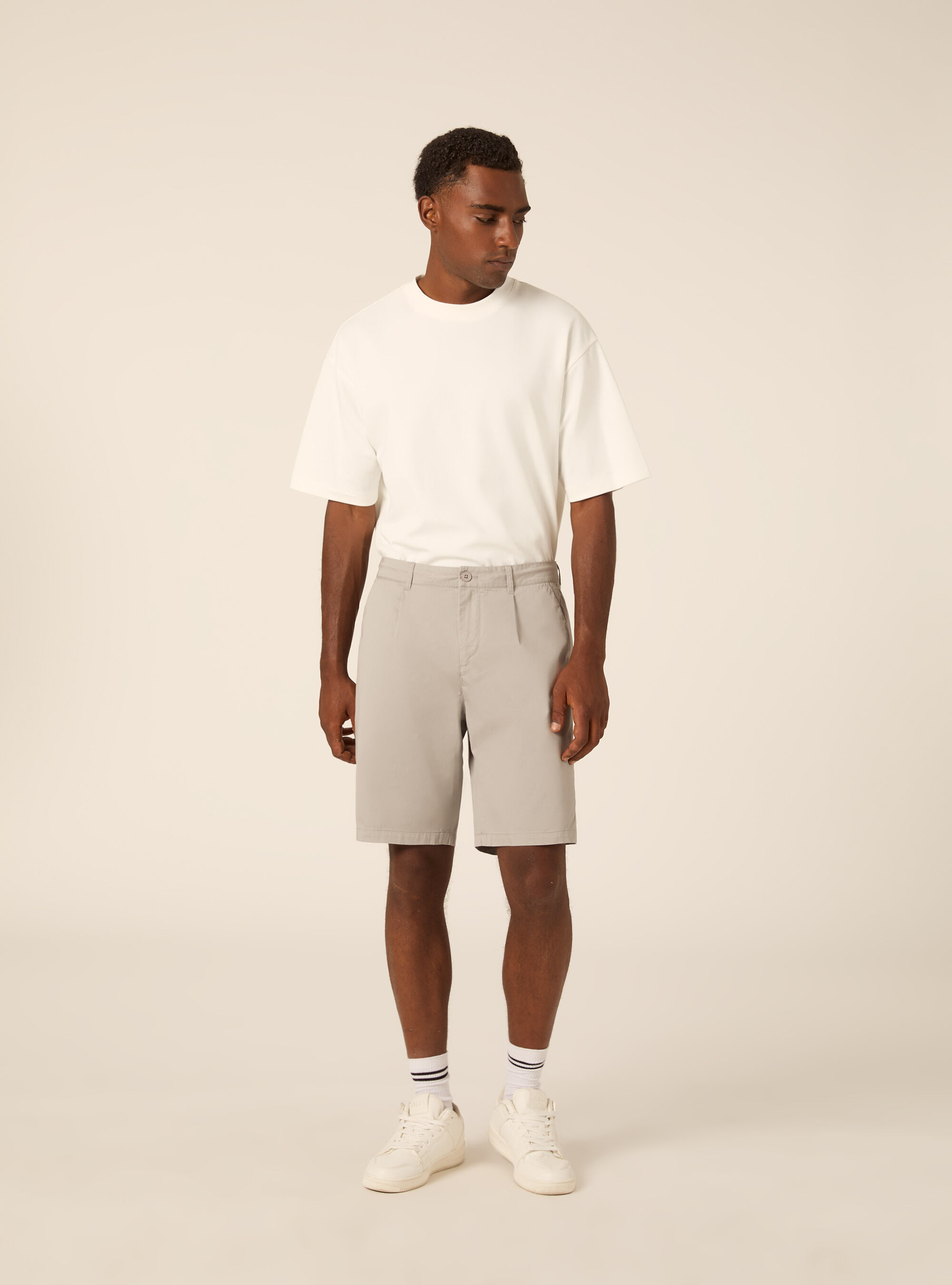 Regular Fit Pleated Chino Bermuda Shorts