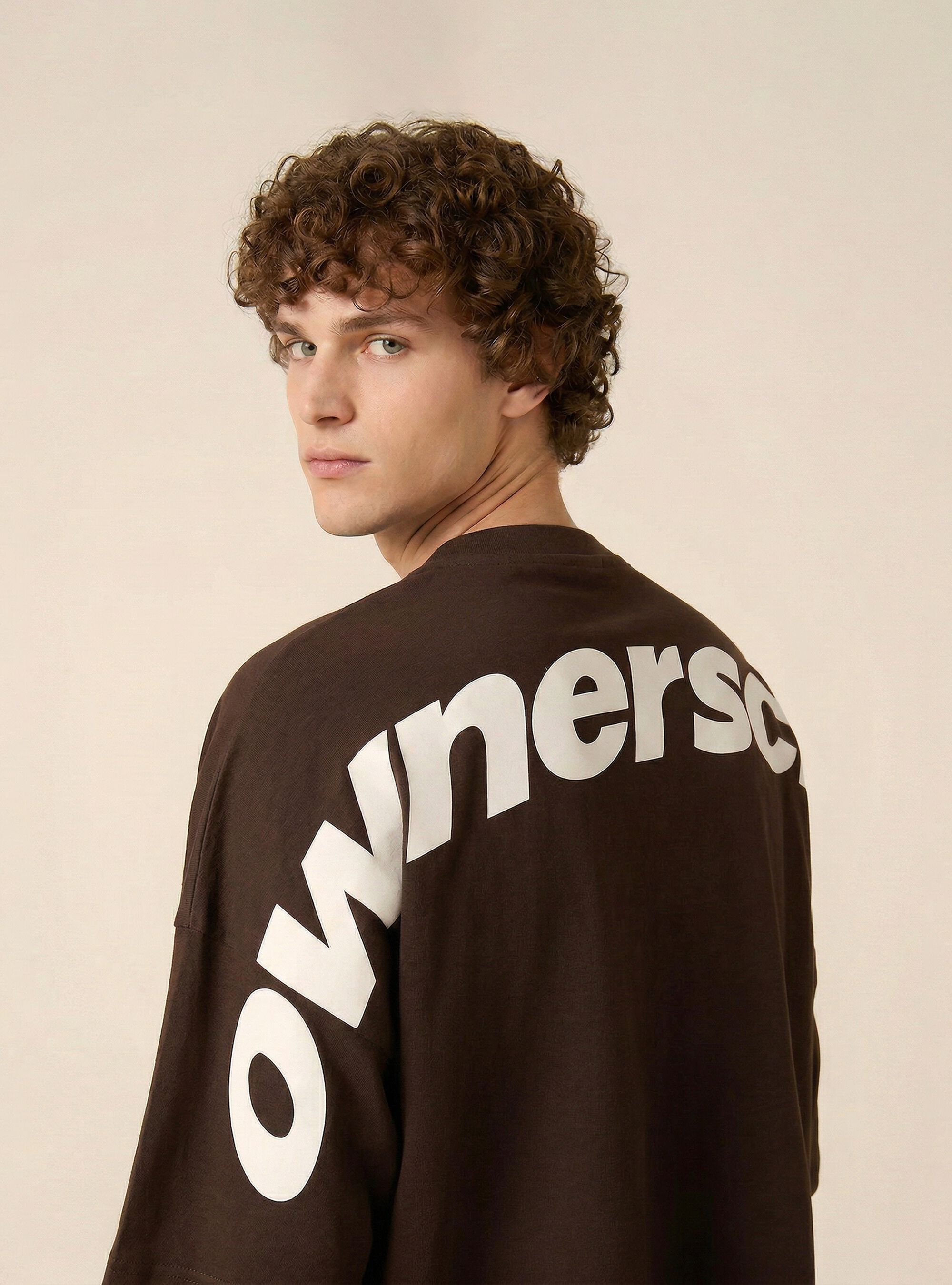 Bedrucktes T-Shirt in Boxy-Fit, BR1 BROWN DARK