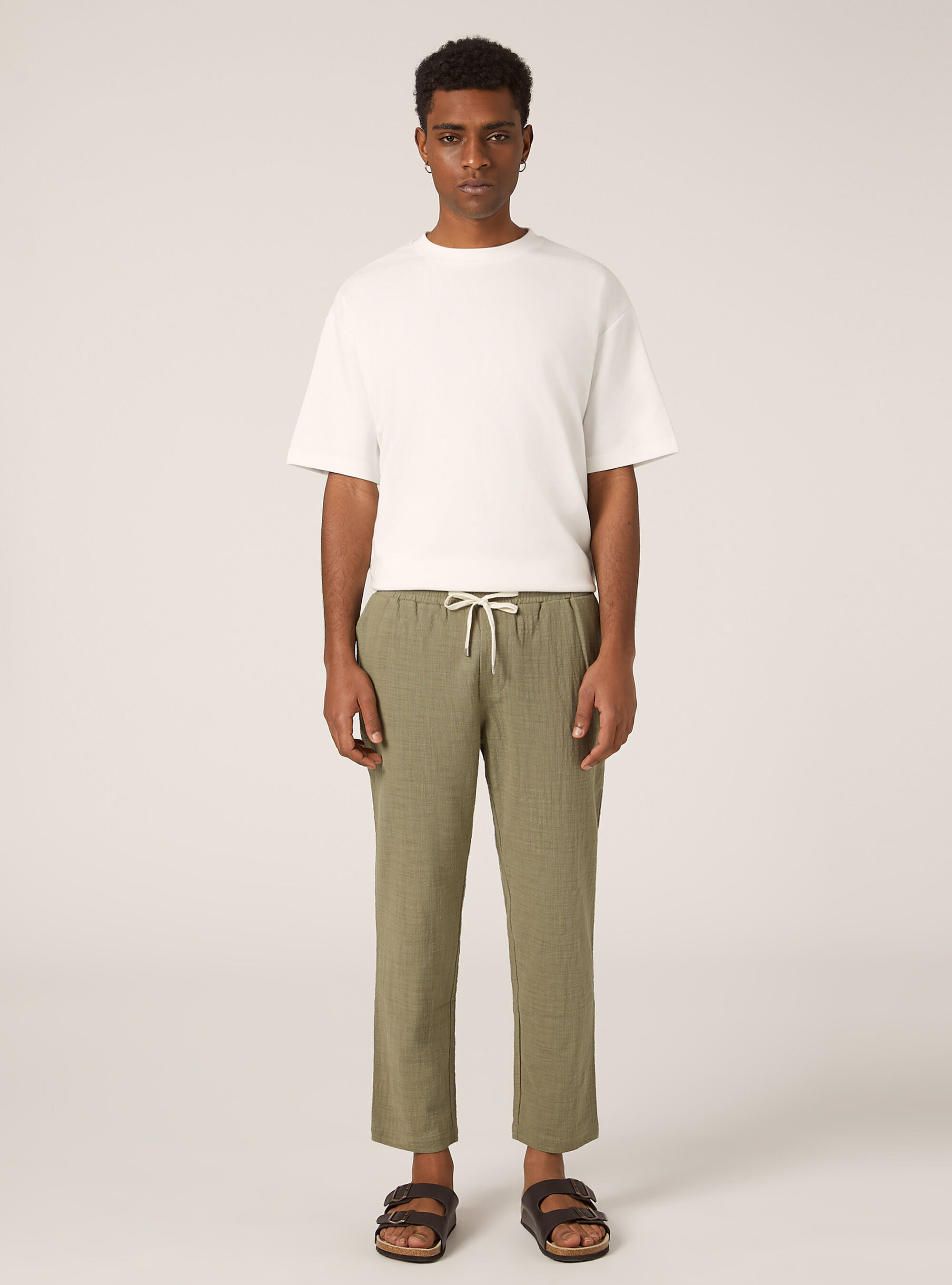 Pantal&oacute;n de algod&oacute;n con cord&oacute;n en la cintura, KY2 KAKY MEDIUM