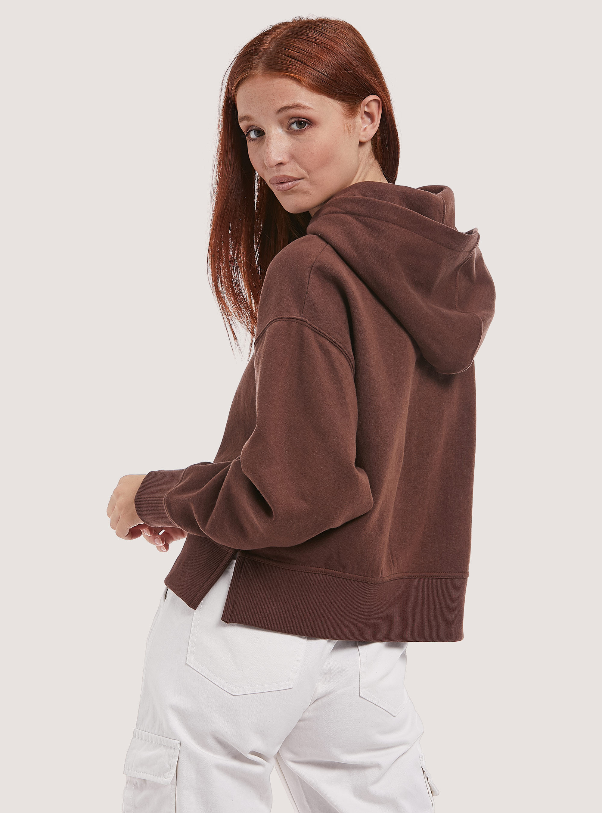 Cropped hooded top jumper