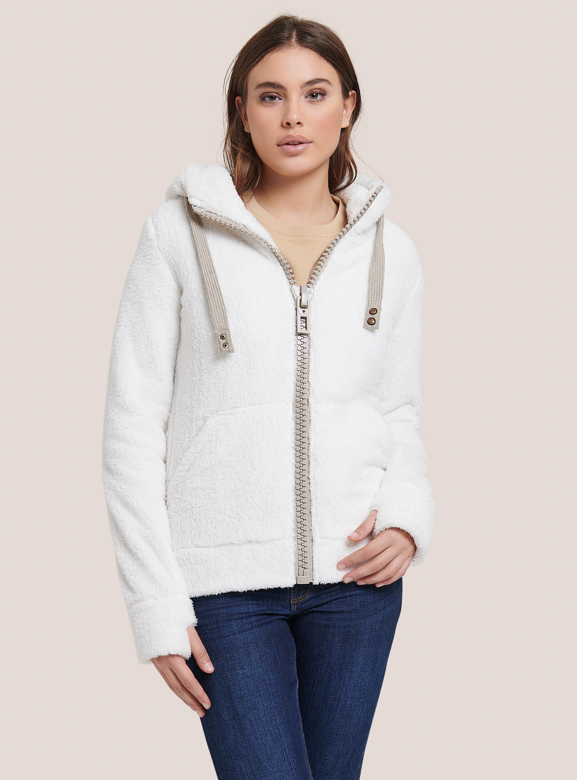 SUDADERA CON CREMALLERA CON CAPUCHA Y OREJAS