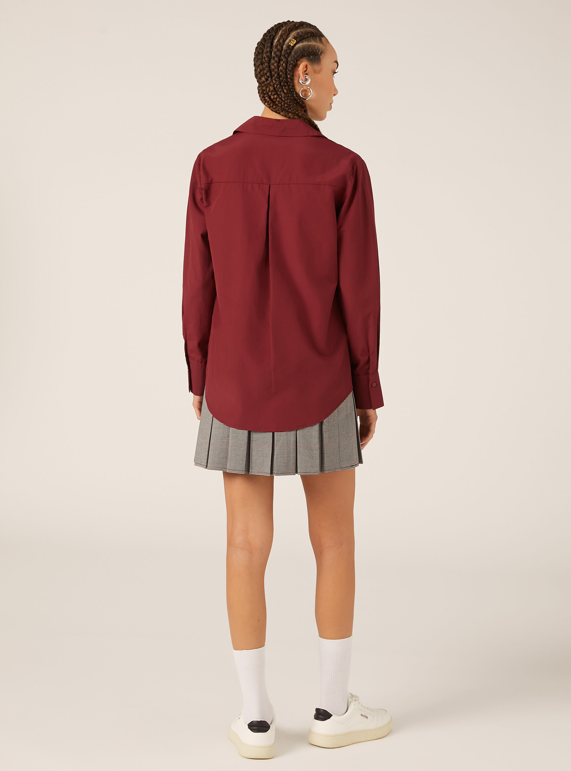 Basic-Hemd aus Popeline, BO1 BORDEAUX DARK