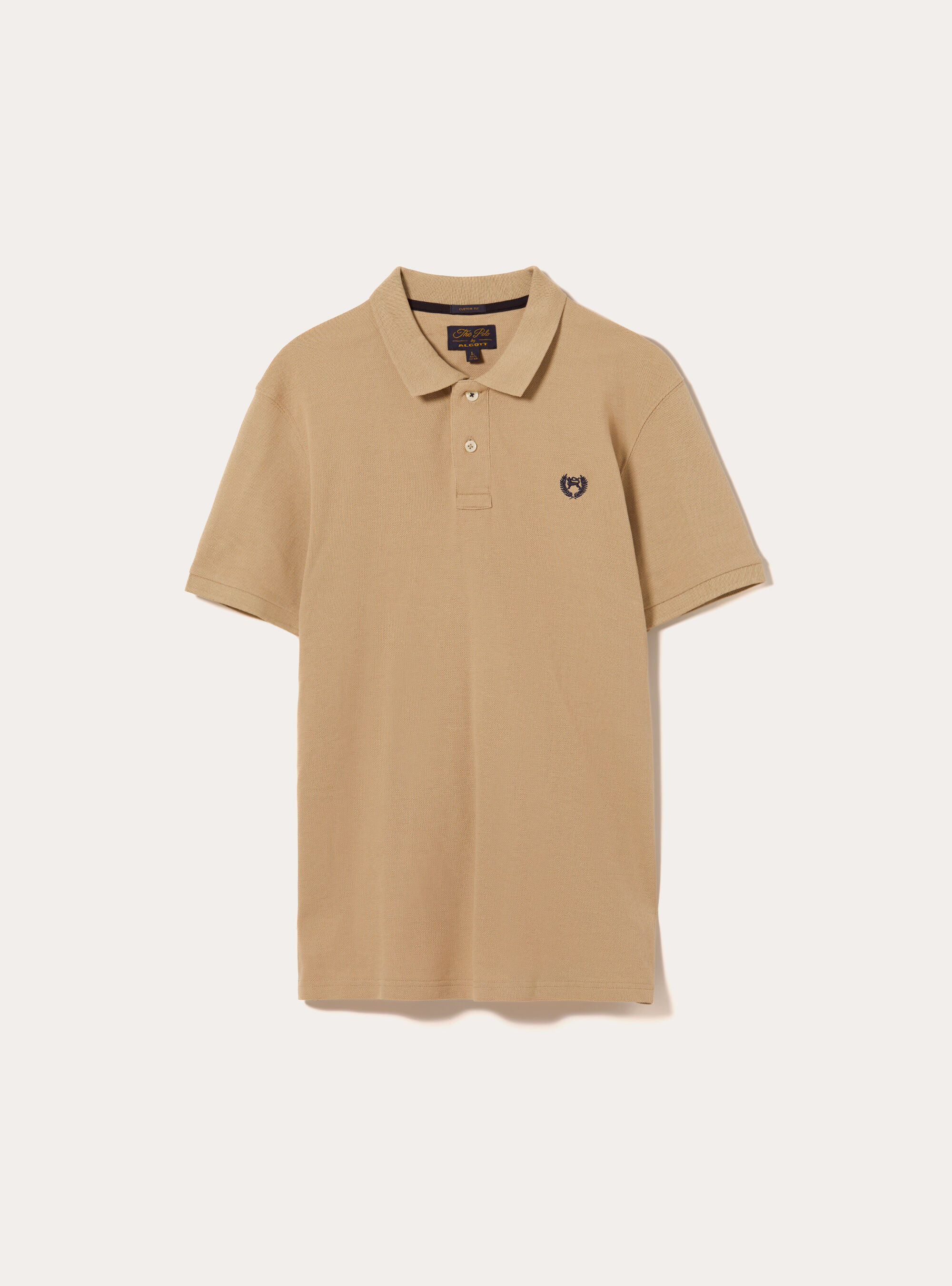 Cotton piqu&eacute; polo shirt with embroidery, BG2 BEIGE MEDIUM