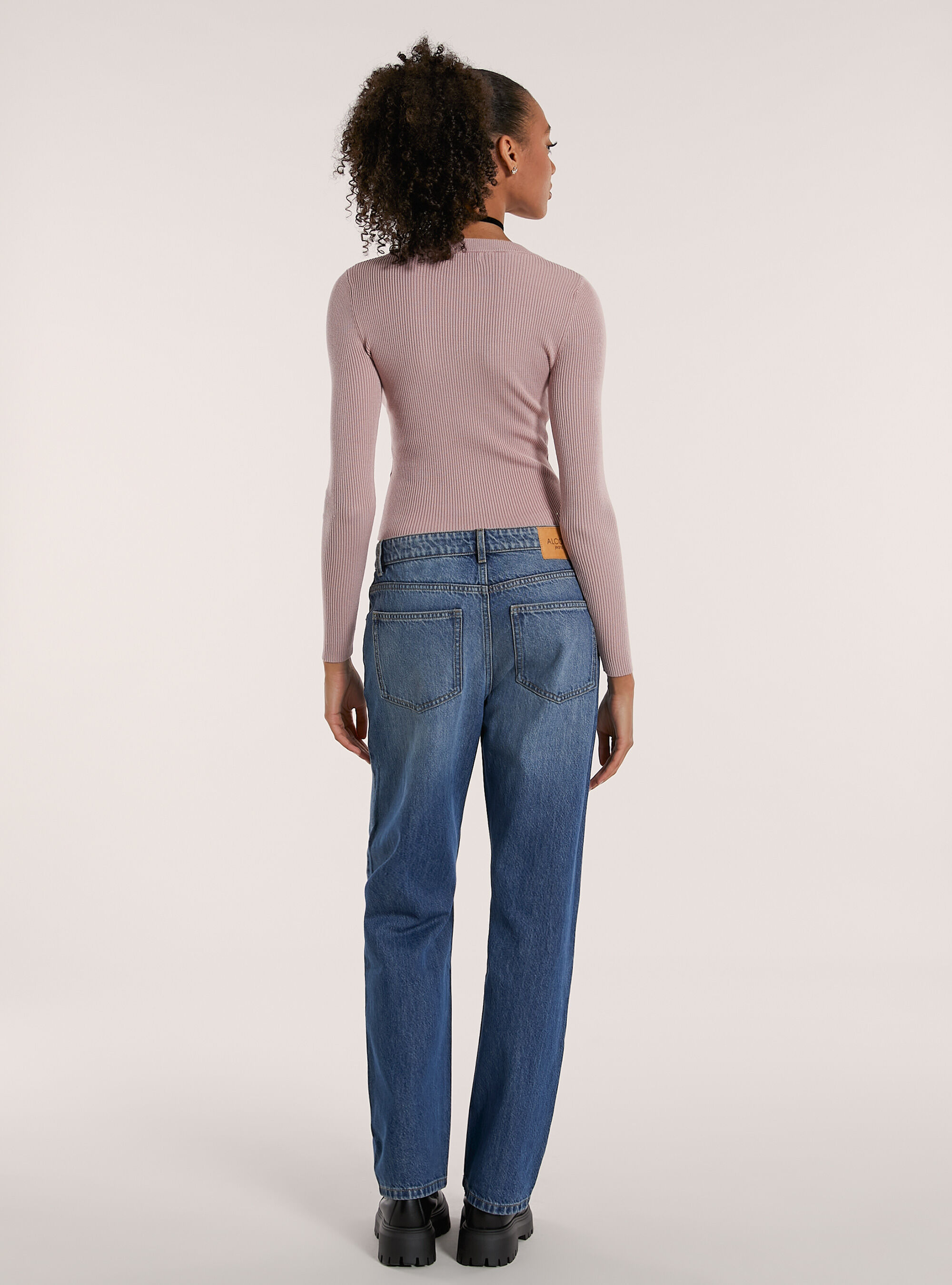 Maglia girocollo a coste, PK2 PINK MEDIUM