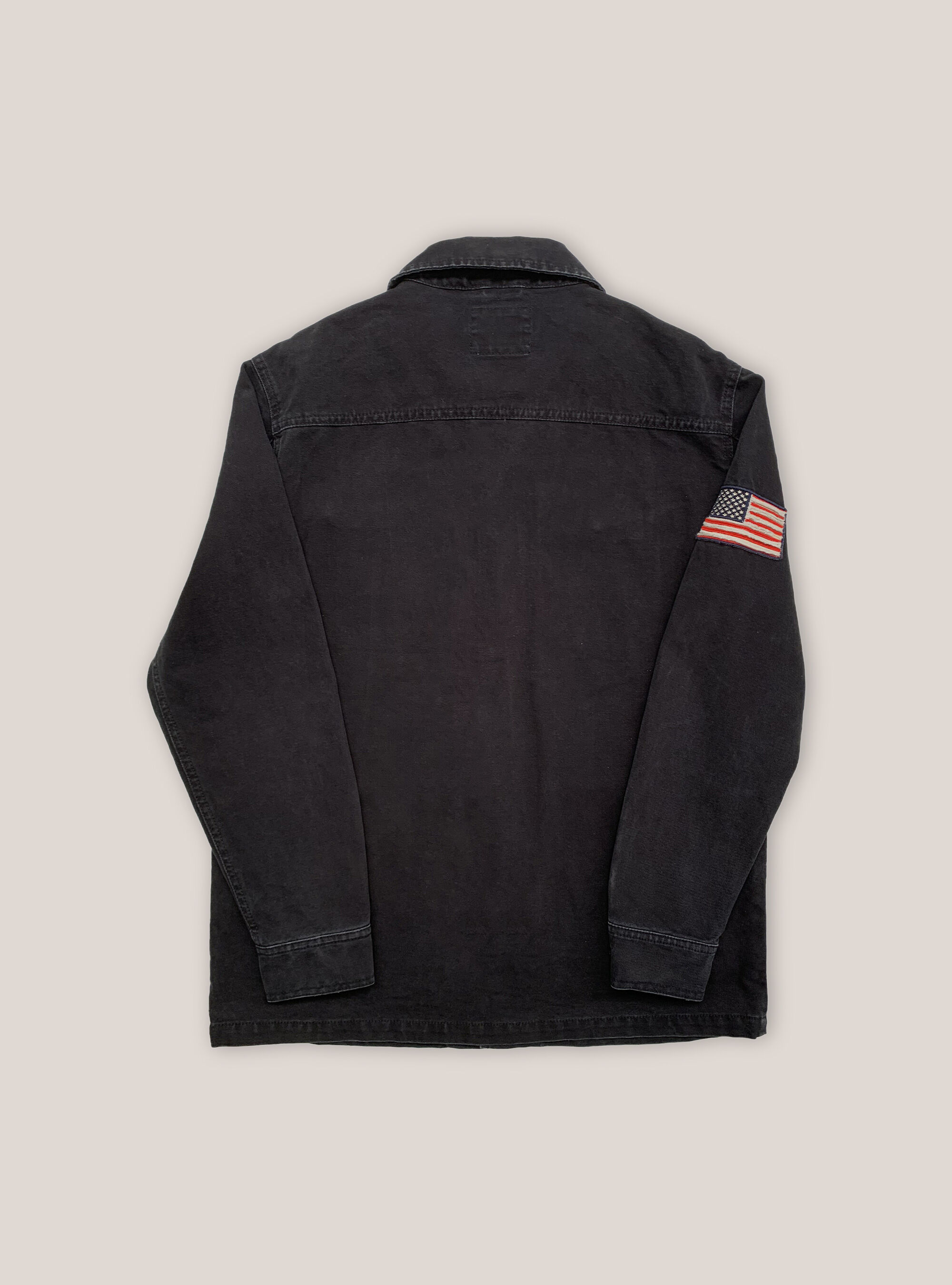 Canvas jacket with shirt collar, BLACK