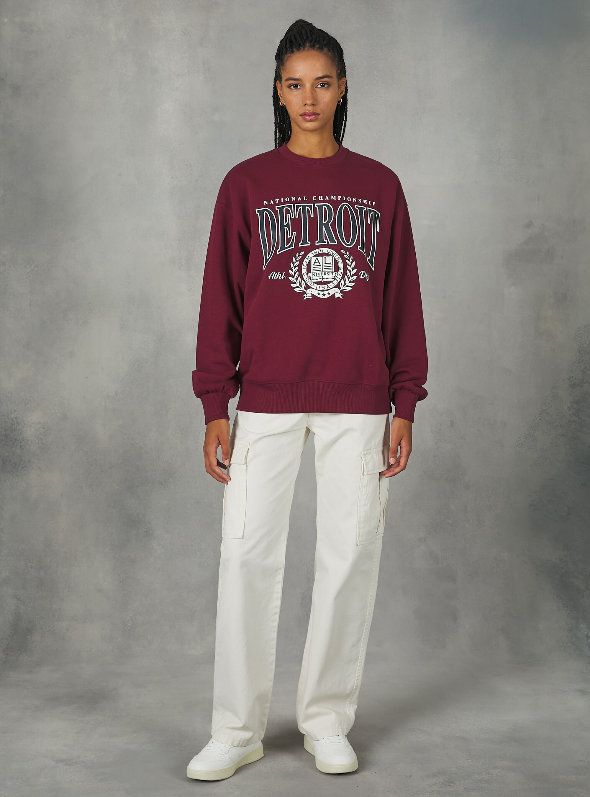 Crewneck college comfort fit sweatshirt Alcott Women s Sweatshirts