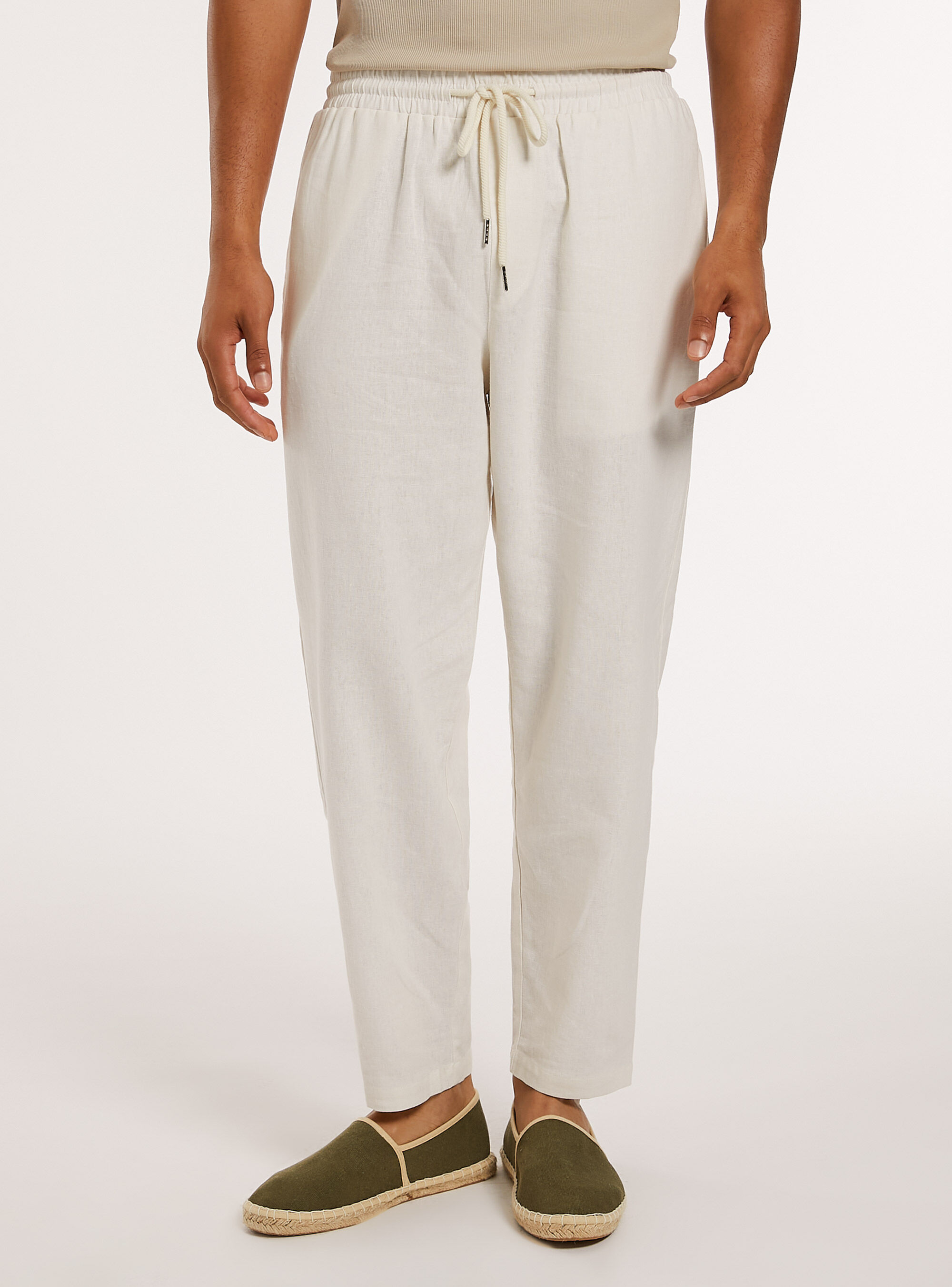 Pantaloni jogger misto lino, WH2 WHITE