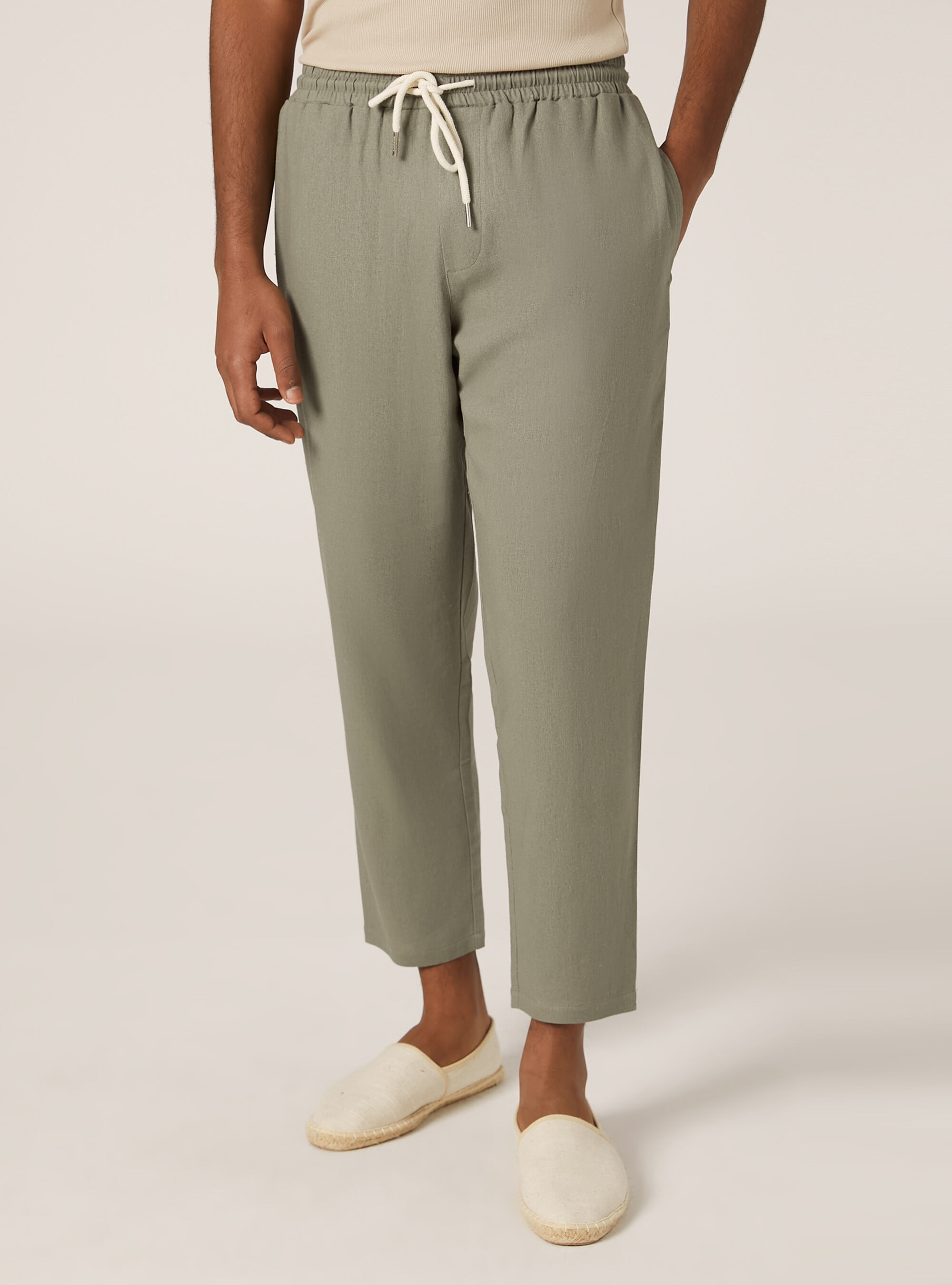Linen blend jogger trousers, KY3 KAKY LIGHT