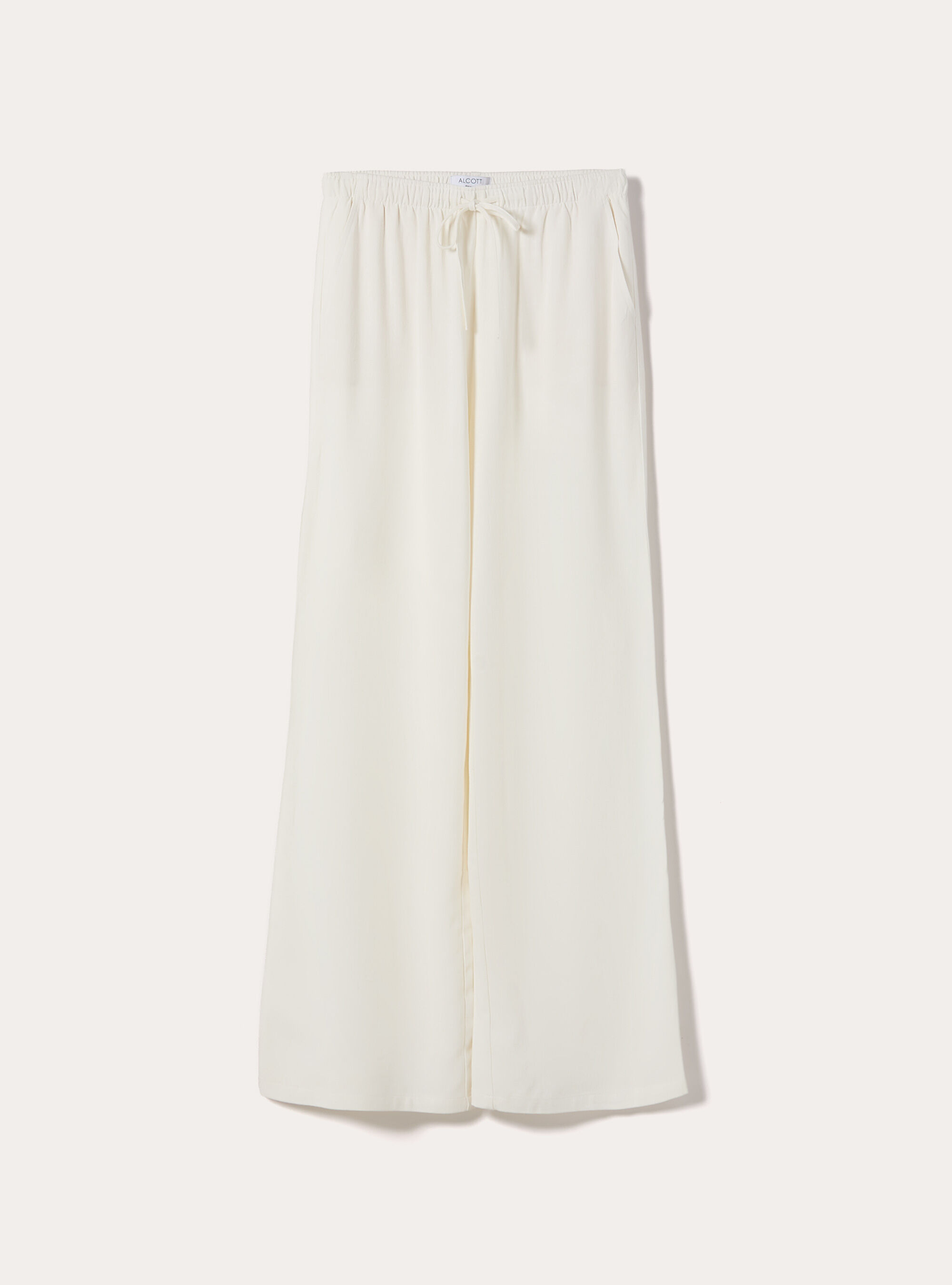 Pantaloni wide leg in misto lino, WH2 WHITE