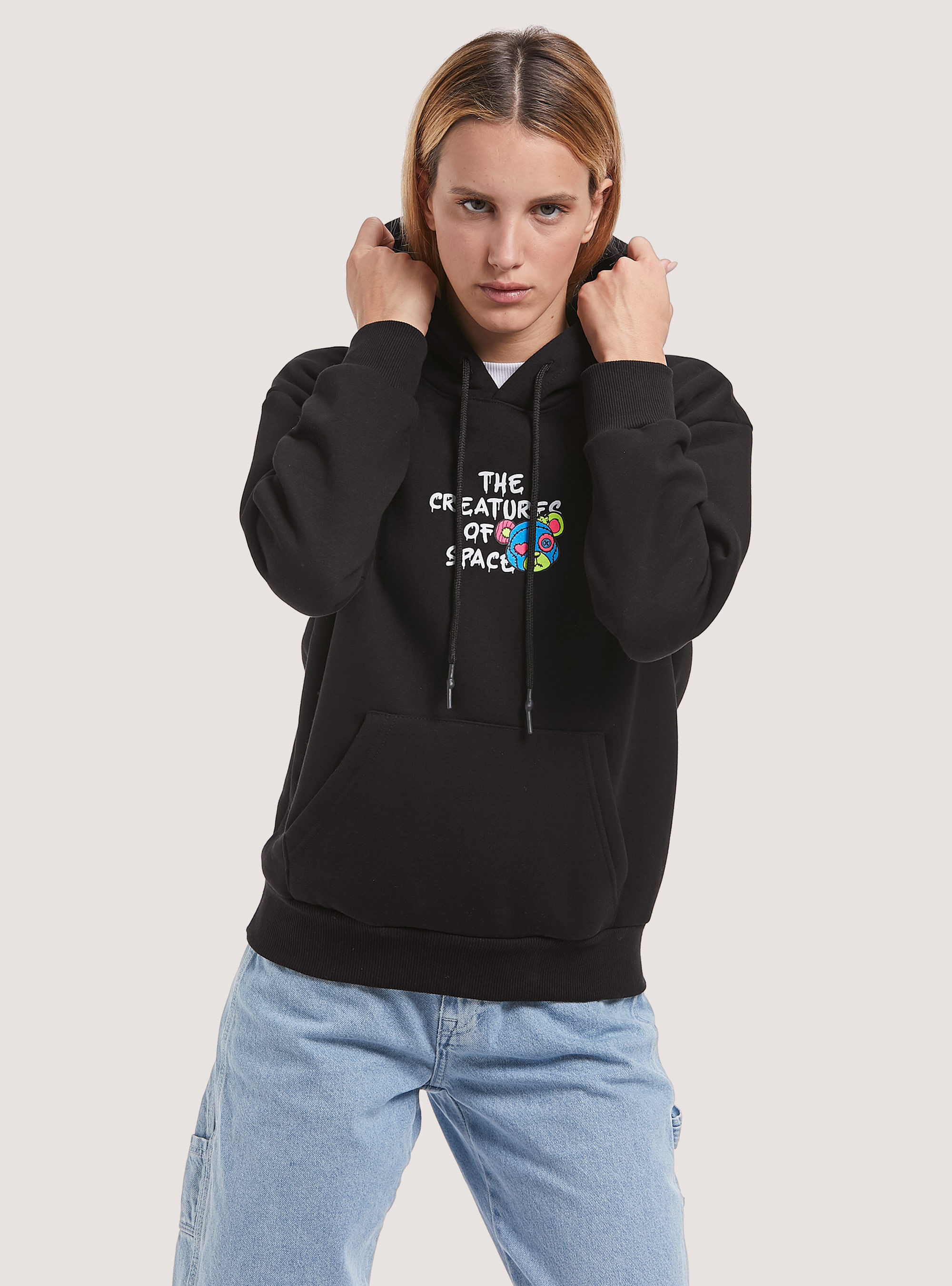 Sudadera con estampado Smile Collection, BK1 BLACK