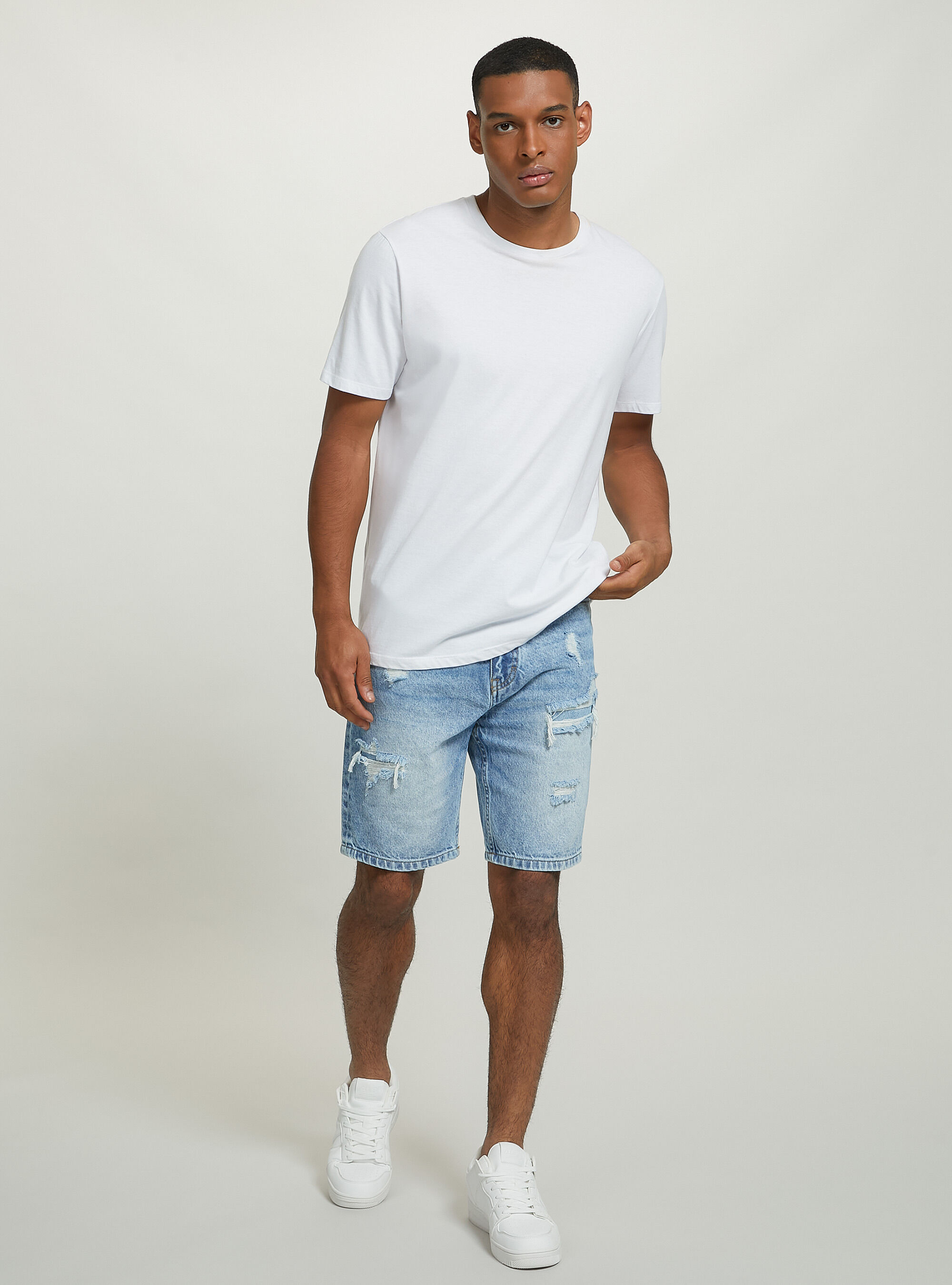 Bermuda in denim stretch slim fit