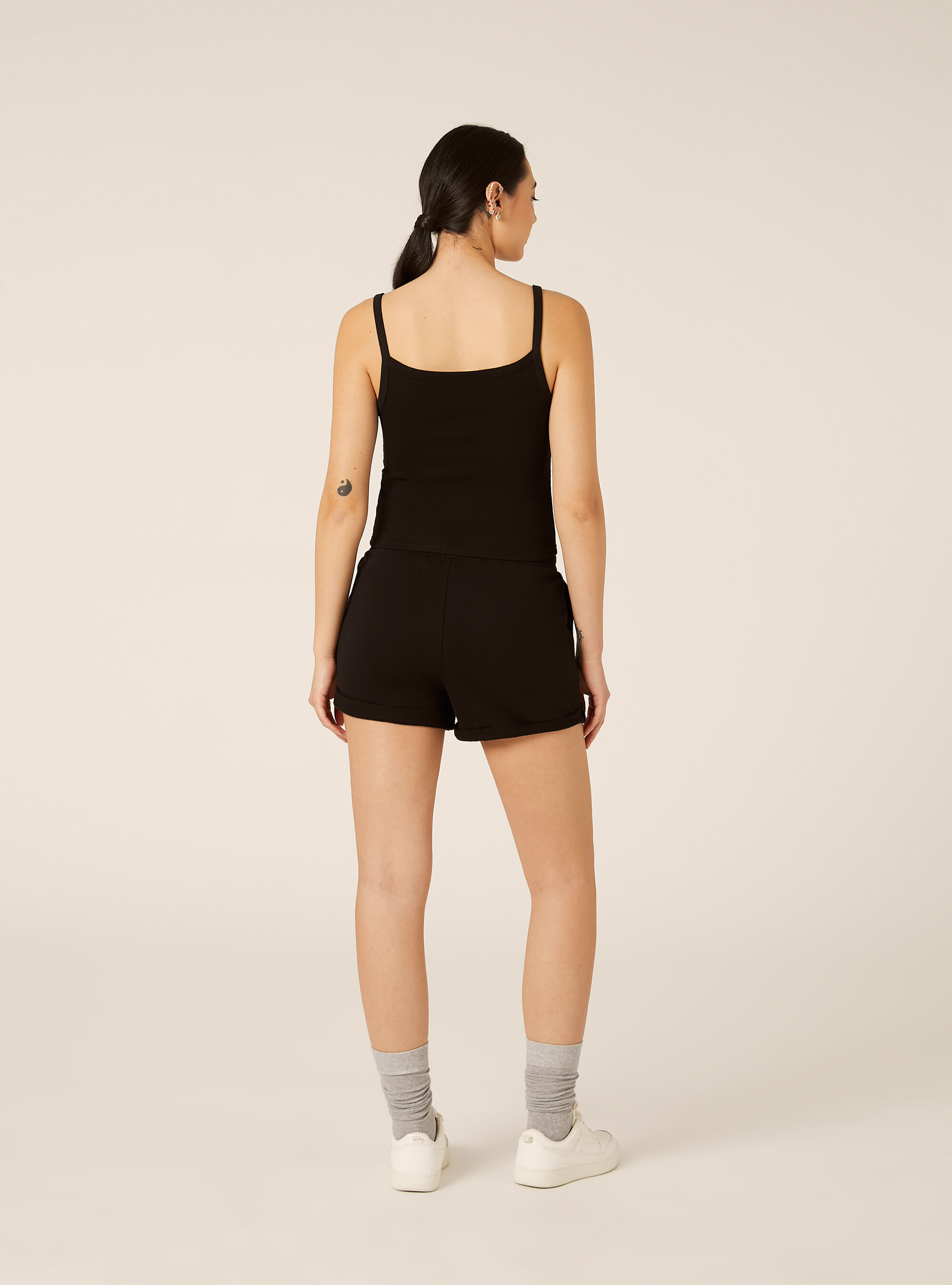 Canotta crop a coste basic, BK1 BLACK