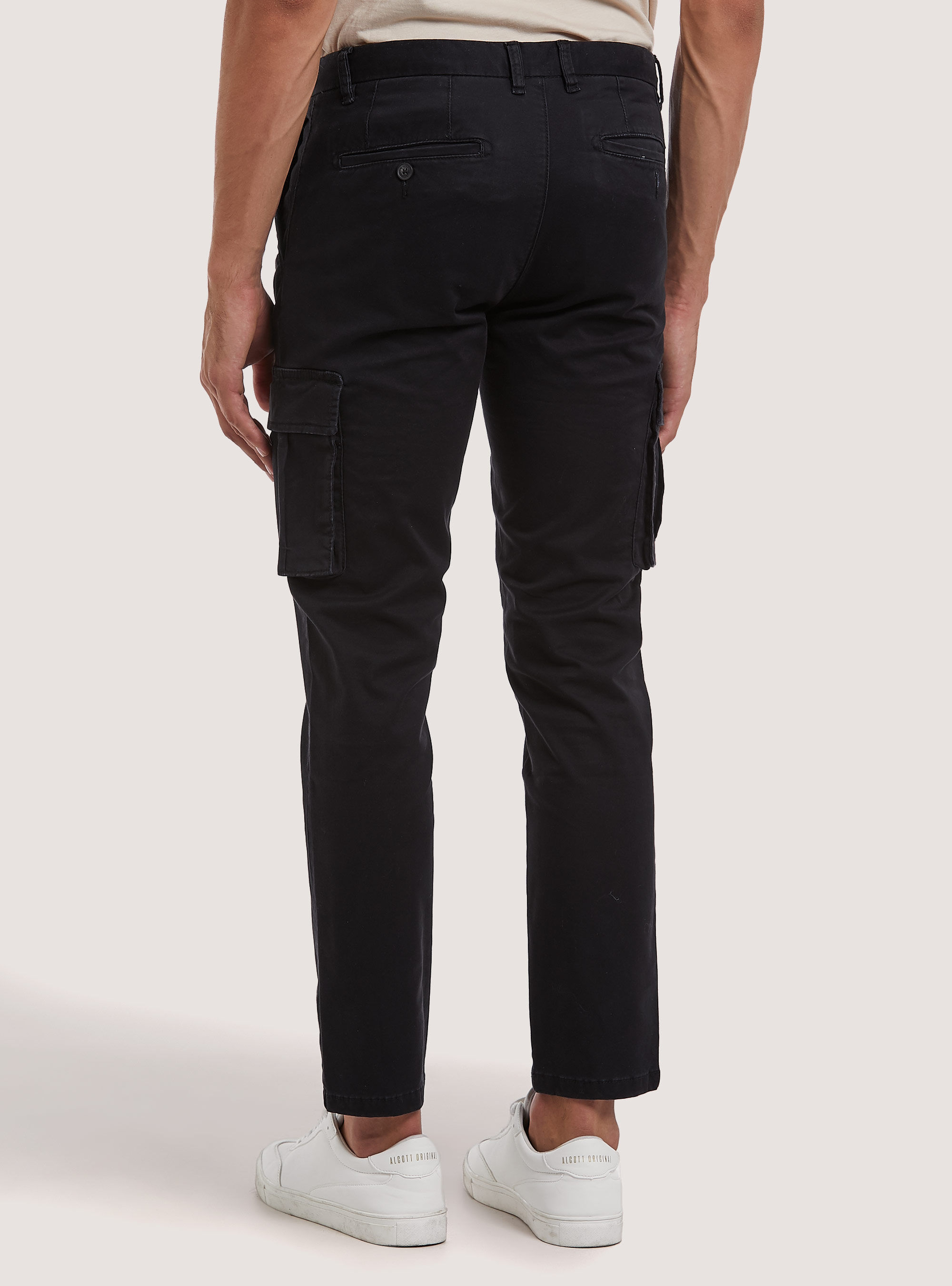 Cotton cargo chinos, BK1 BLACK
