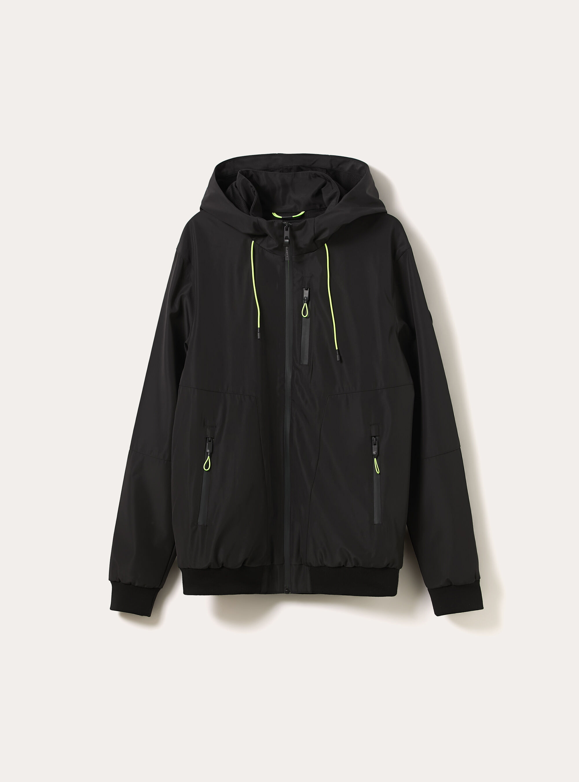 Bomber antivento con cappuccio, BK1 BLACK