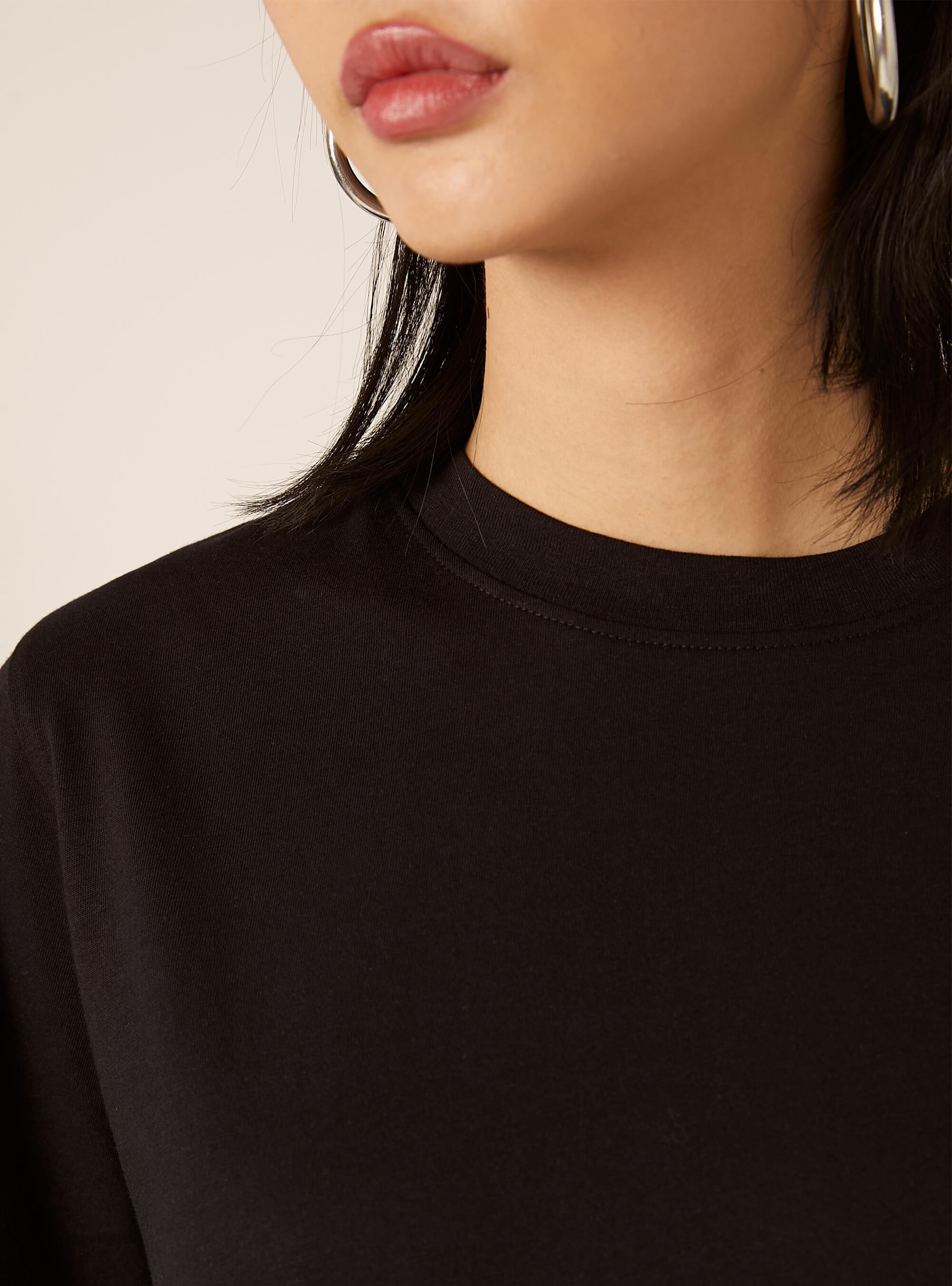 Cotton crew neck T-shirt, BK1 BLACK