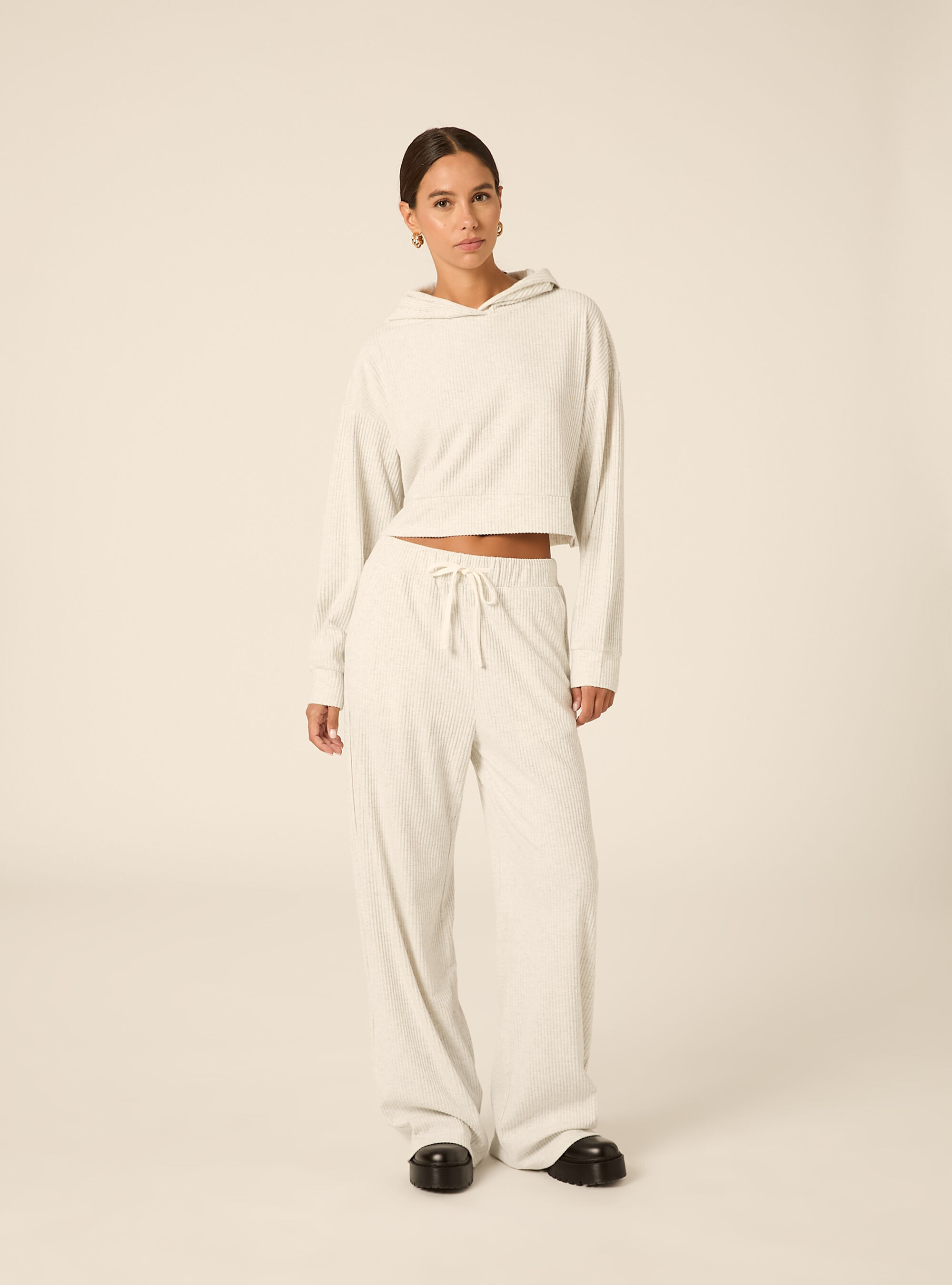Felpa crop con cappuccio, MGY3 GREY MEL LIGHT