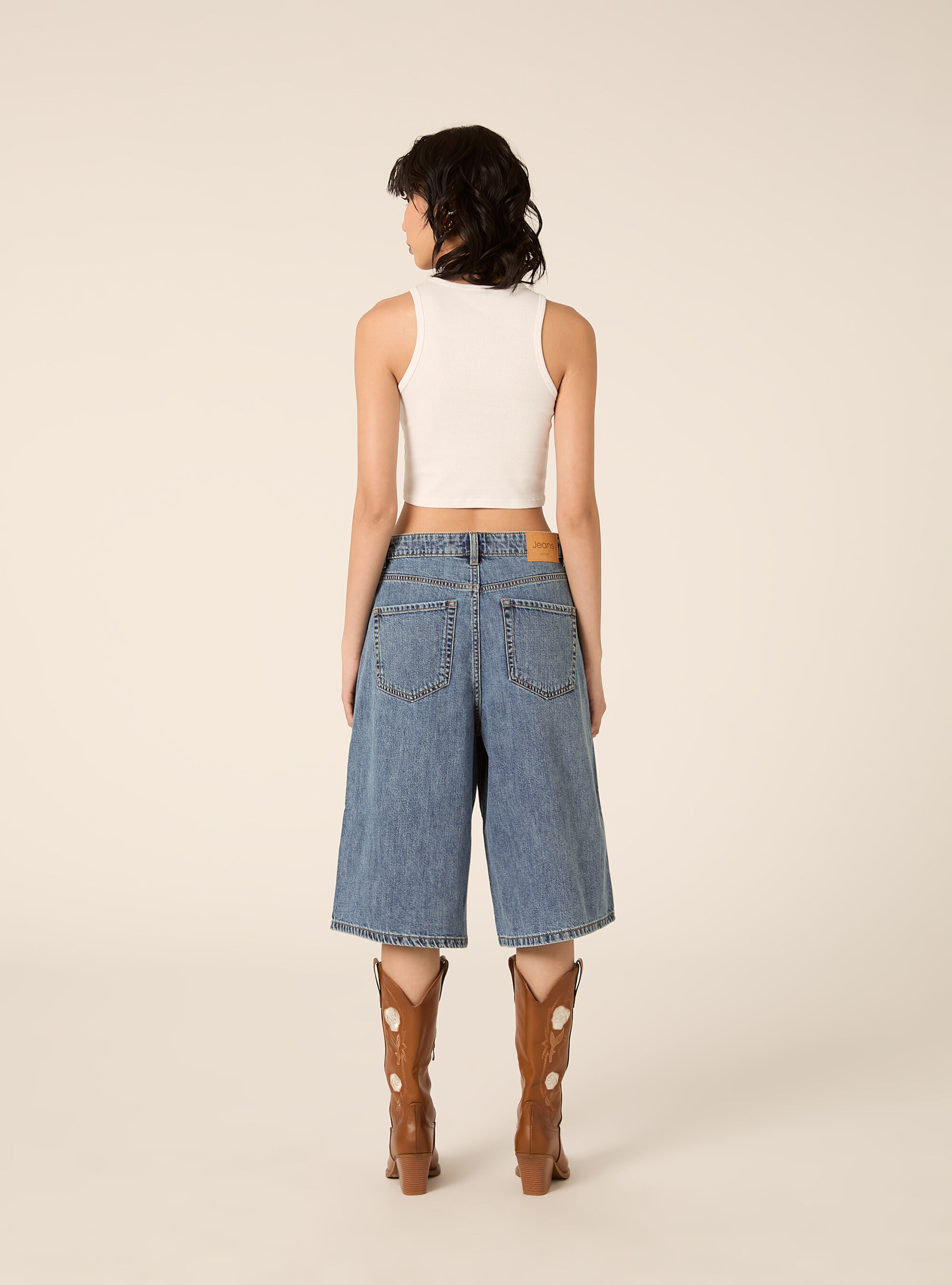 Baggy Denim Jorts, D003 MEDIUM BLUE