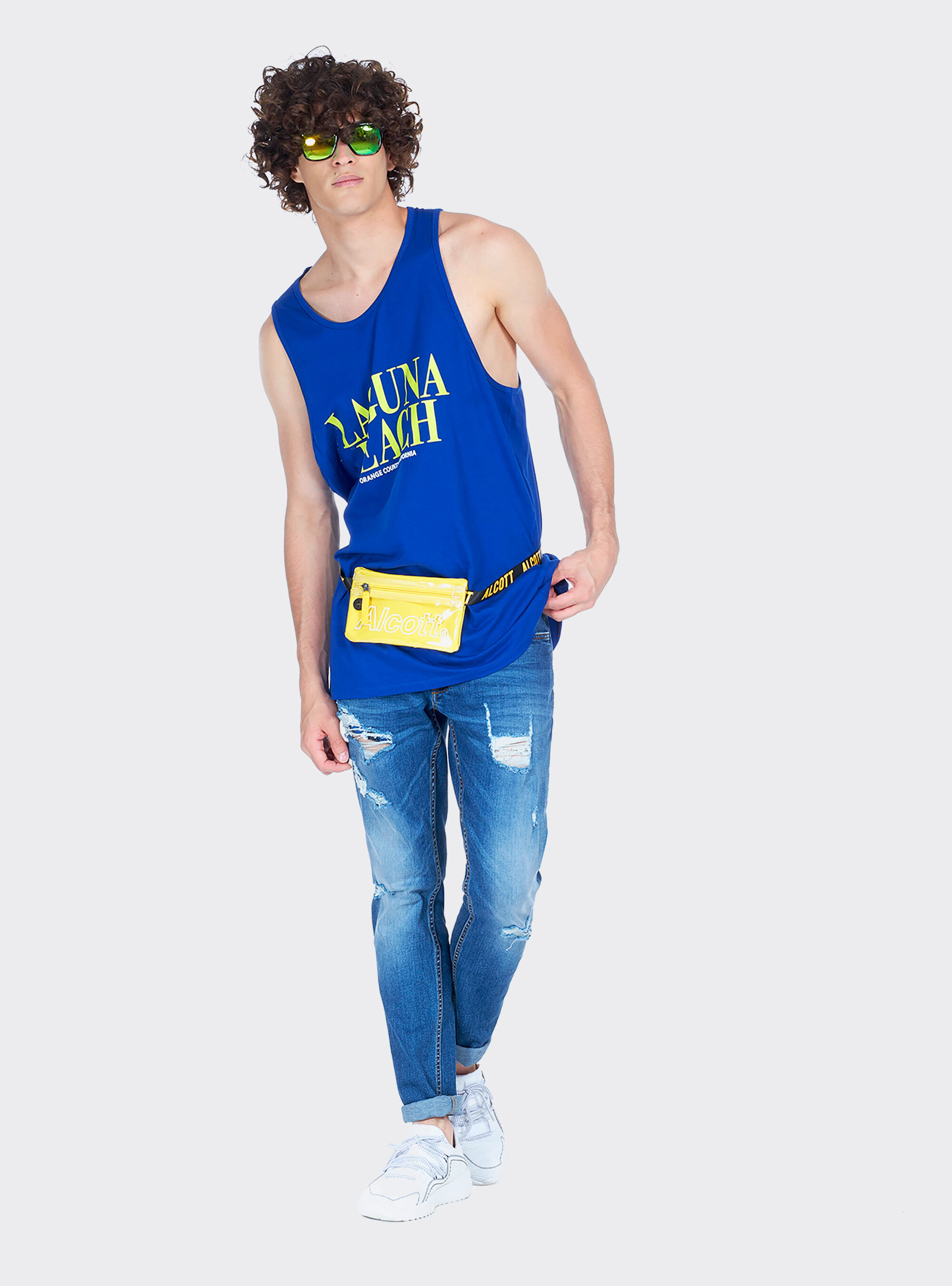 Canotta long e oversize fit con stampa lettering, C2227 ROYALE