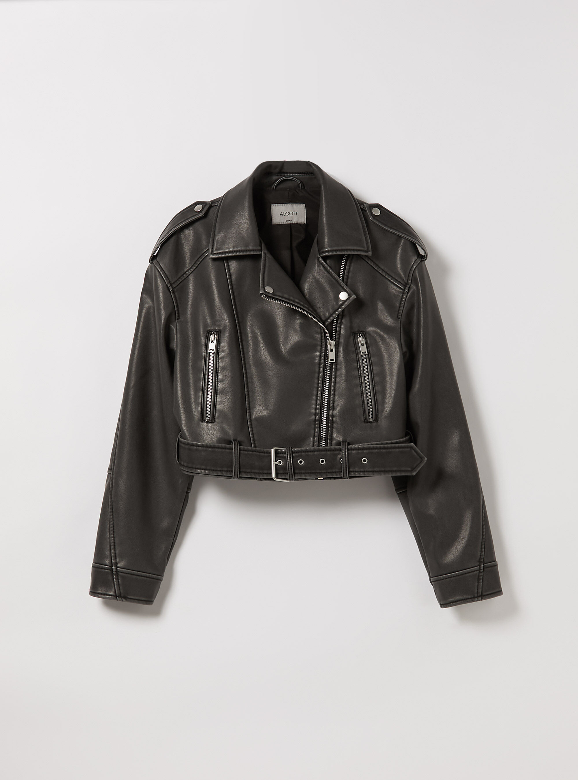 Vintage leather effect biker jacket