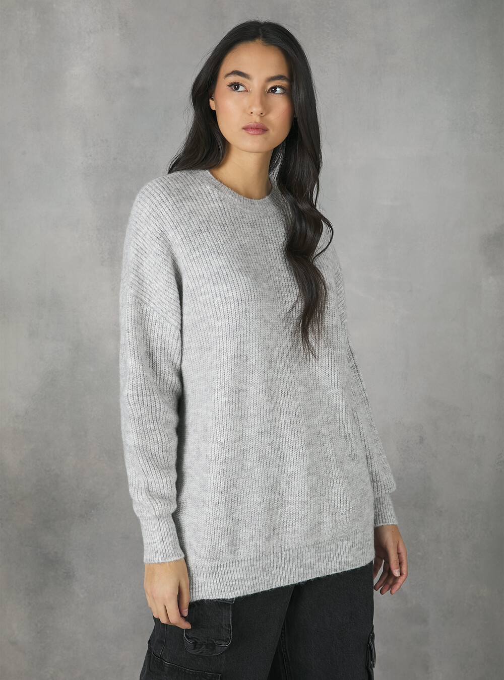 Oversize pullover in English rib