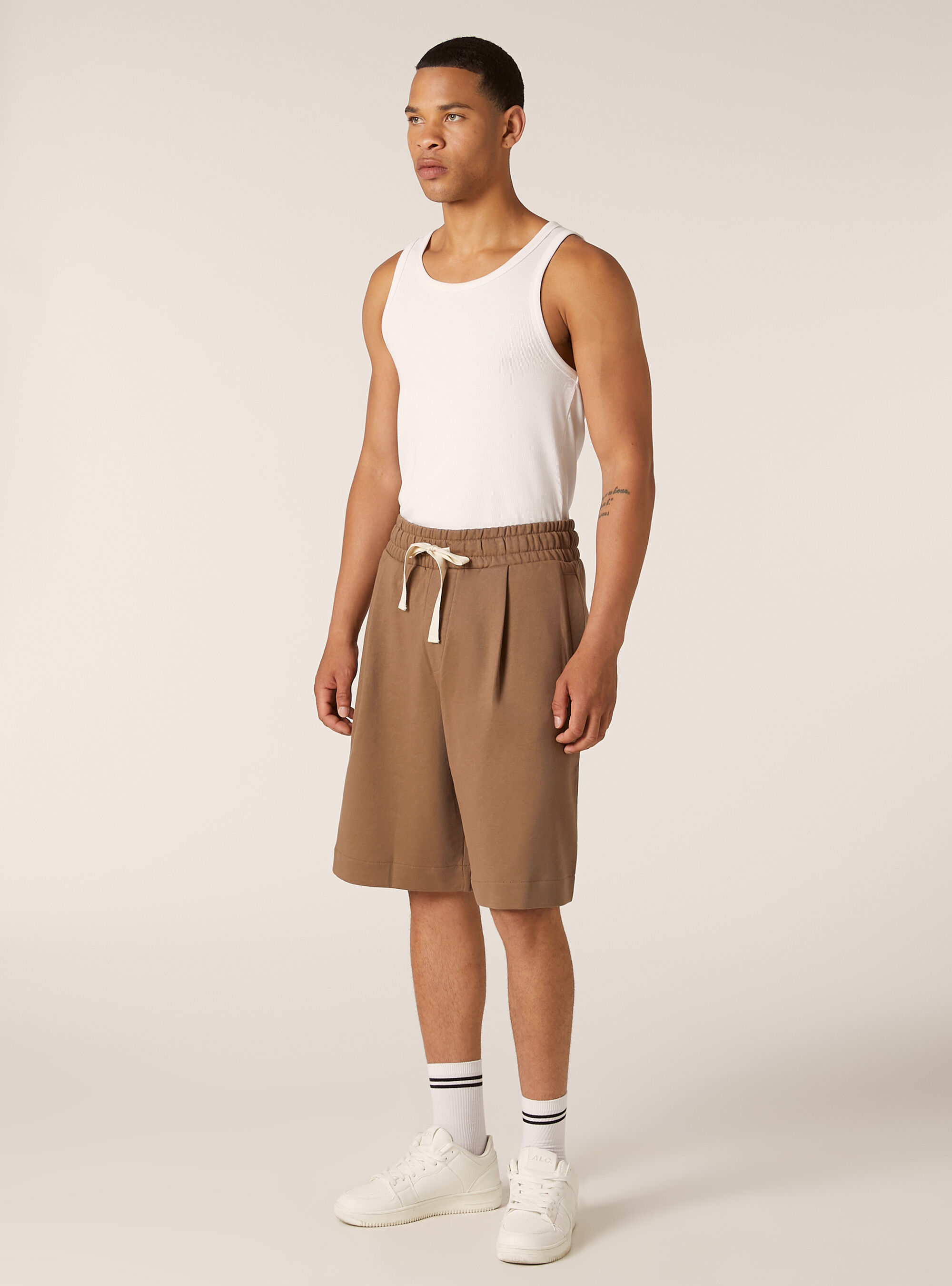 Plush baggy fit bermuda shorts, BR2 BROWN MEDIUM