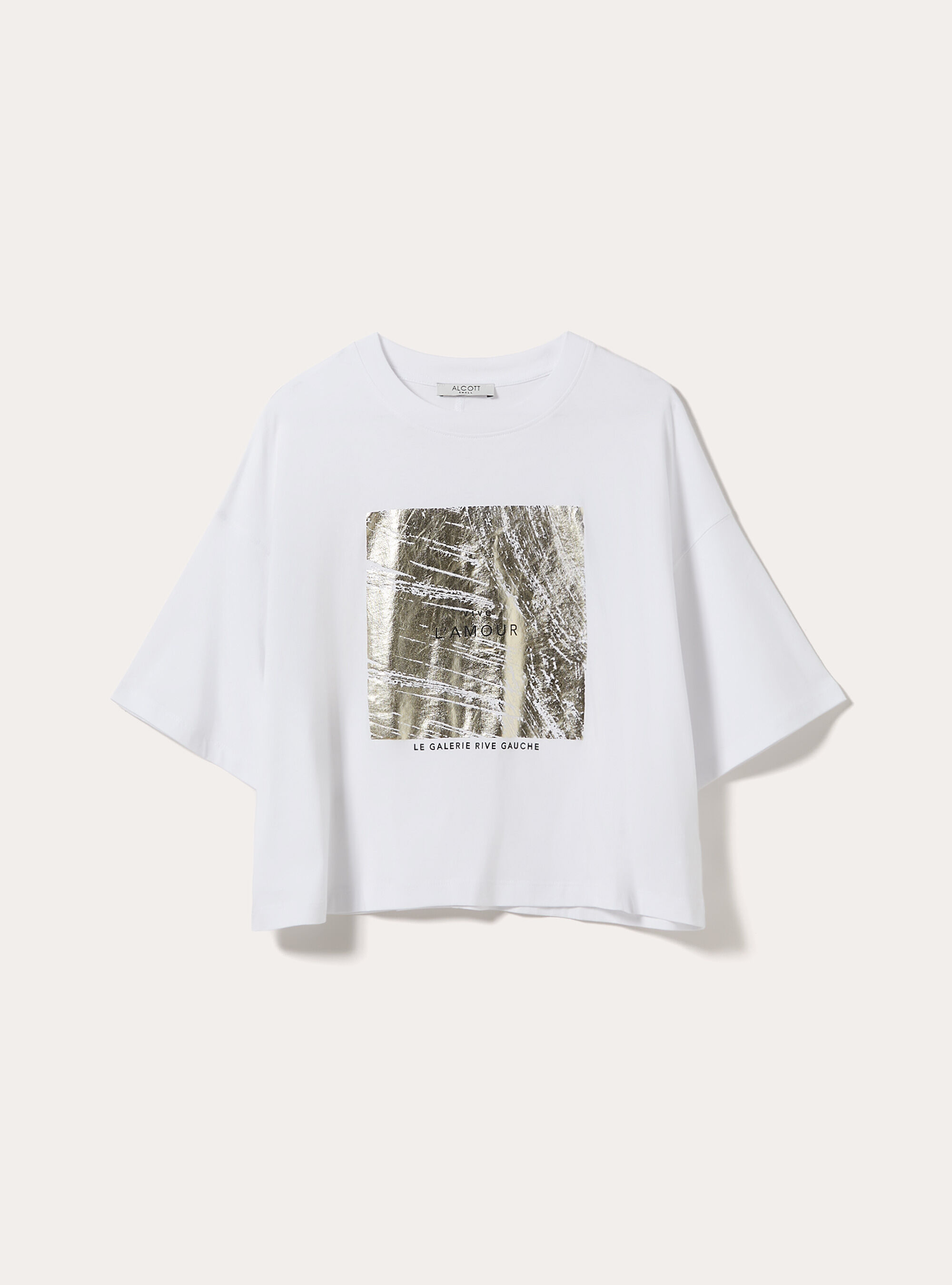 Metallic Print Crop T-Shirt, WH3 WHITE