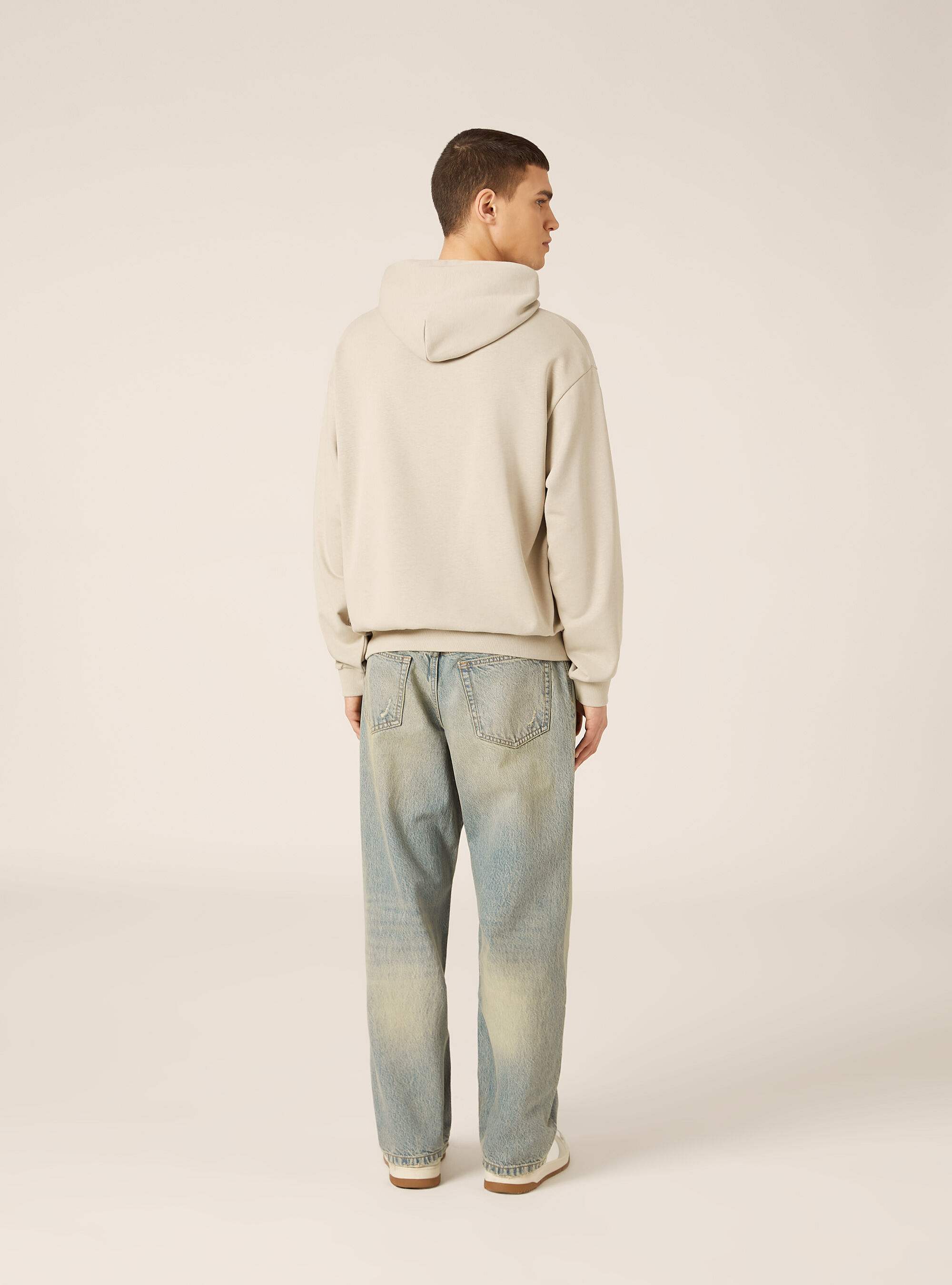 Boxy fit hooded sweatshirt, BG1 BEIGE DARK