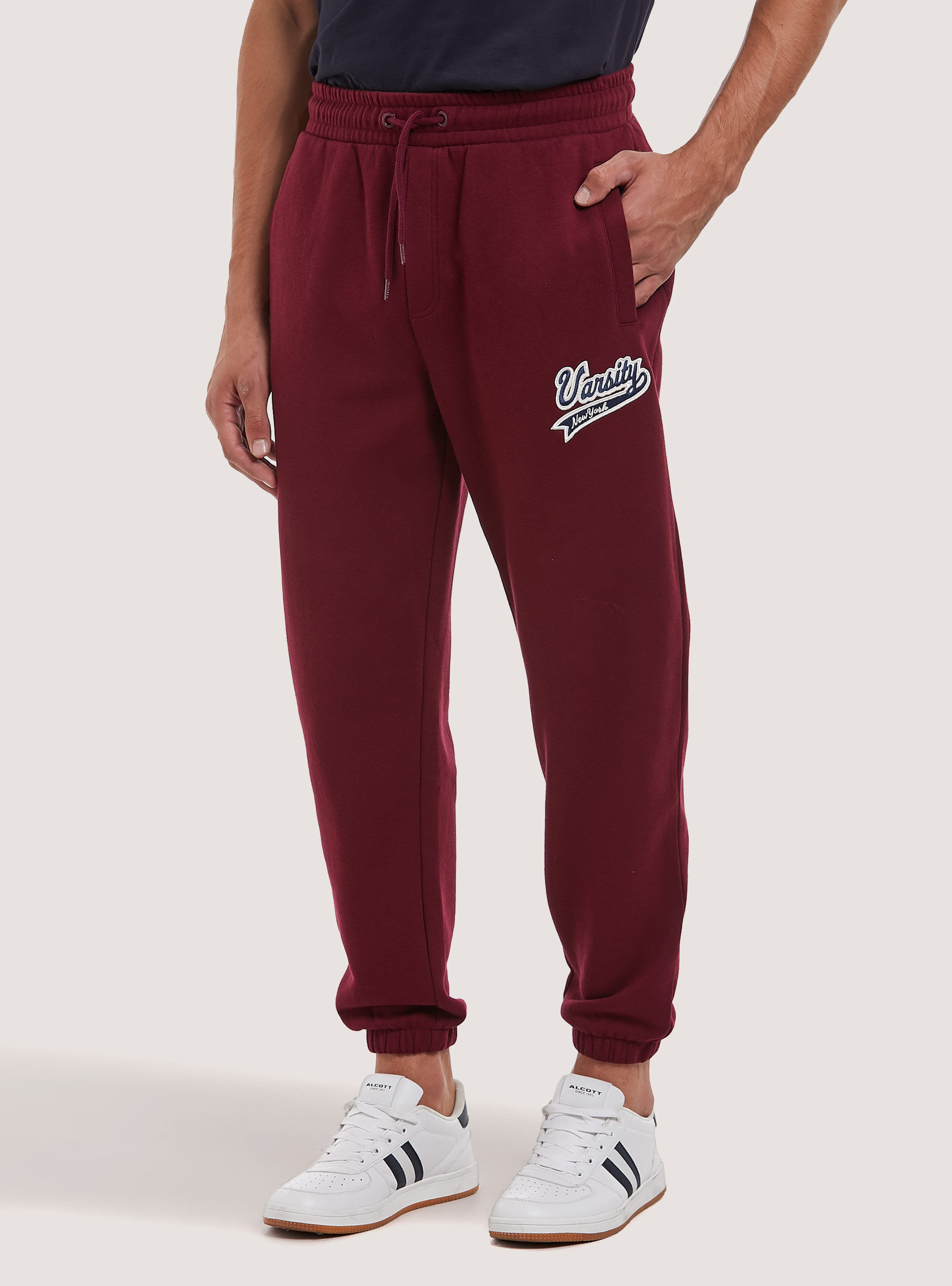 Pantalones jogger con parche universitario, BO2 BORDEAUX MEDIUM