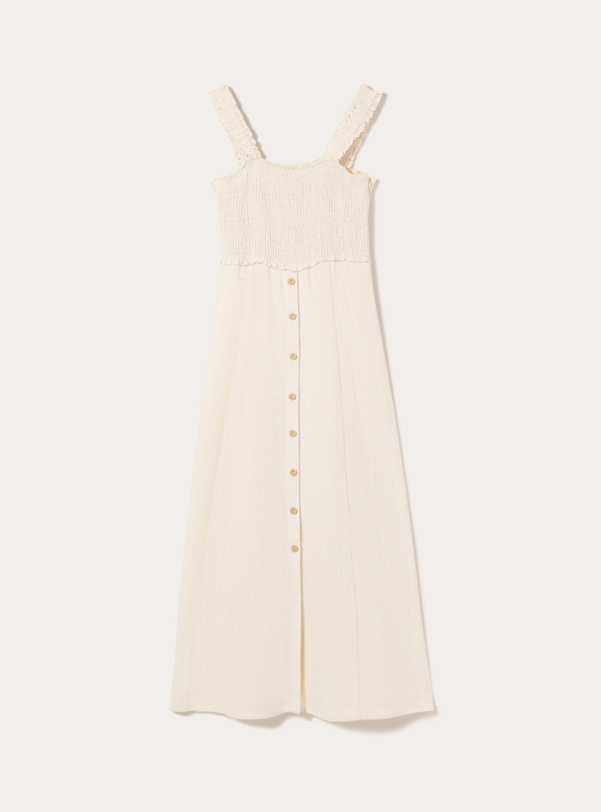 Midikleid aus Leinenmischung, BG3 BEIGE LIGHT