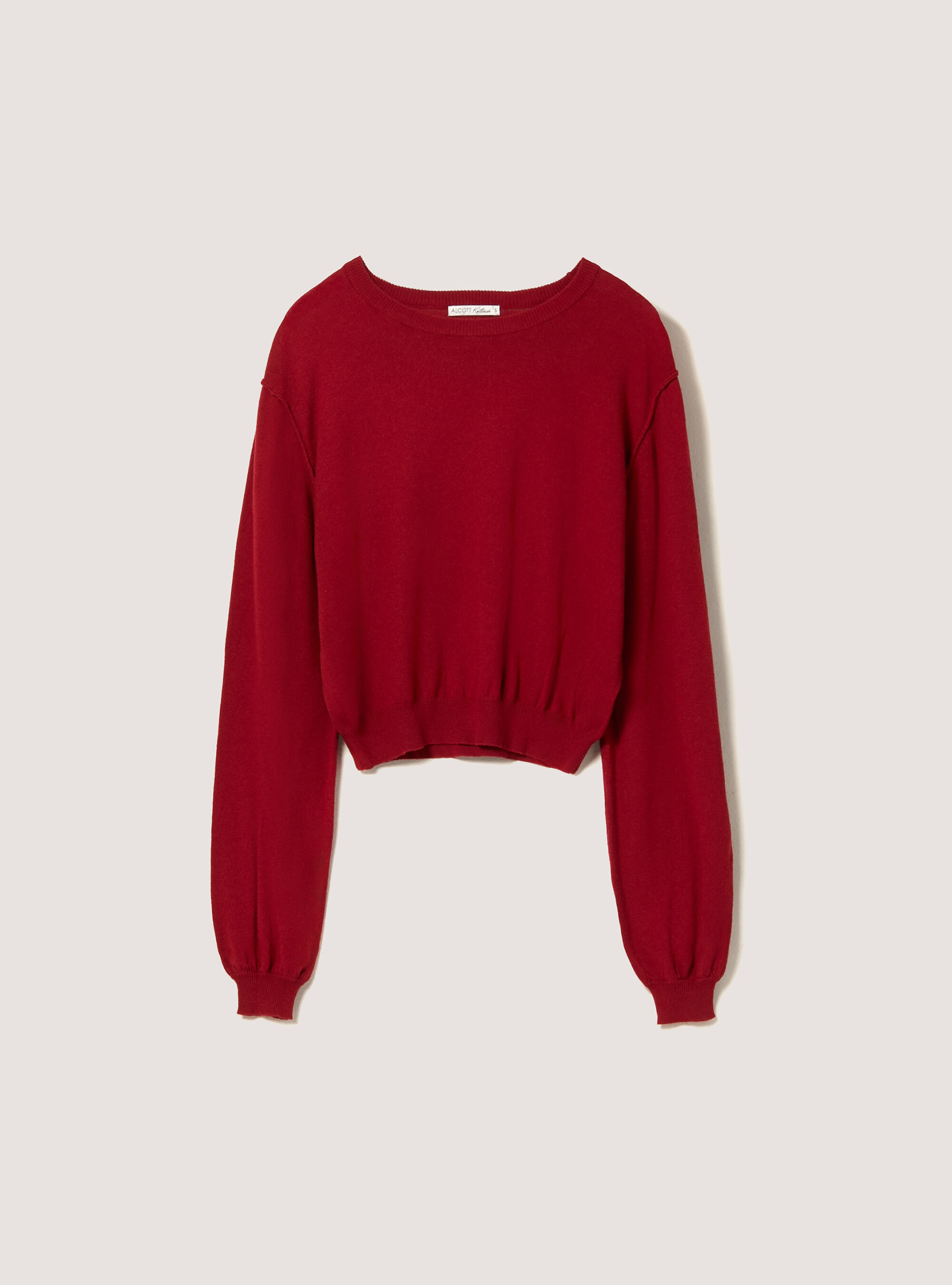 Cropped pullover with puff sleeves