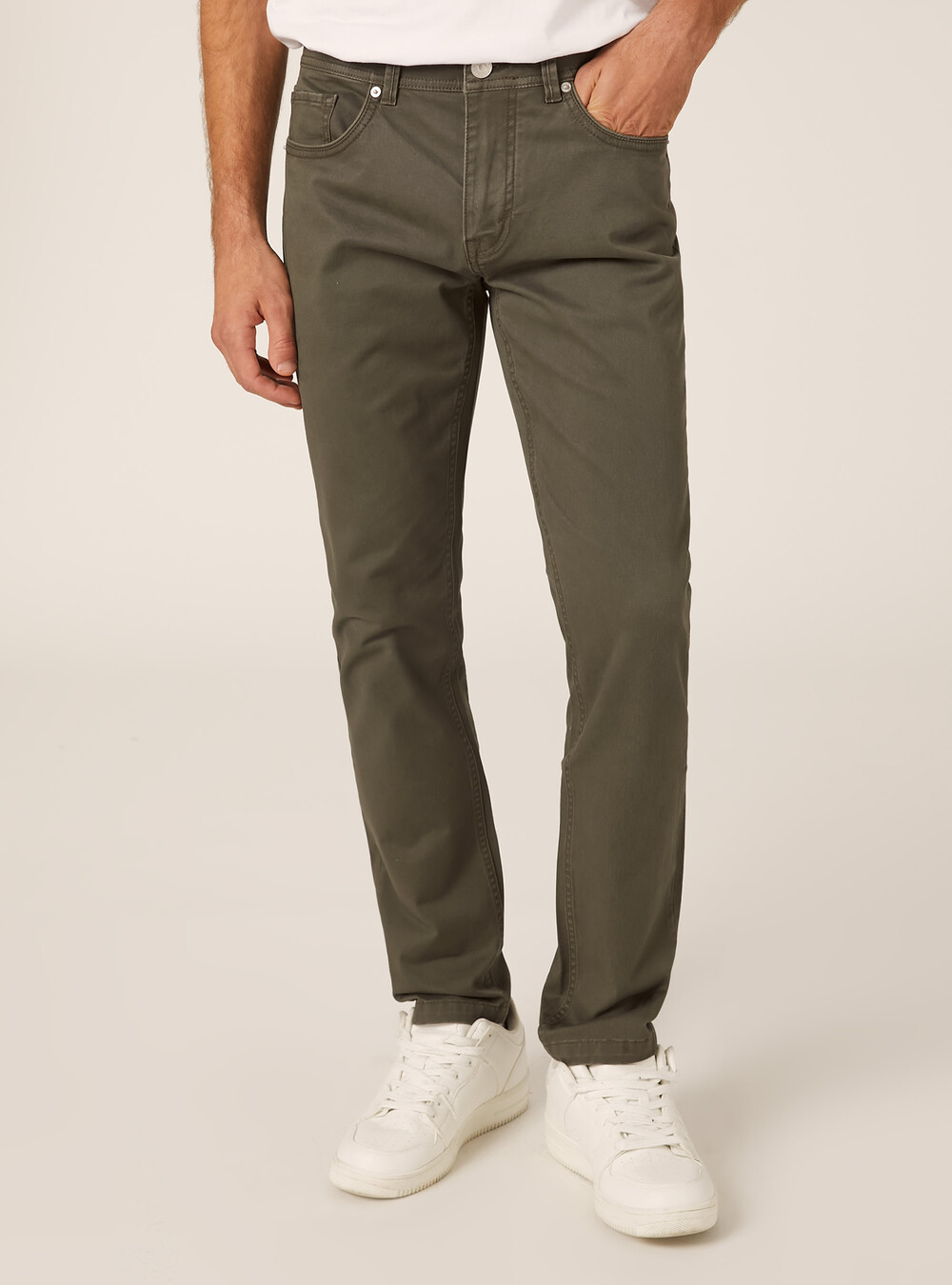 Pantaloni Caccia Pantalone Verde In Lino Elegante Uomo Slim Fit